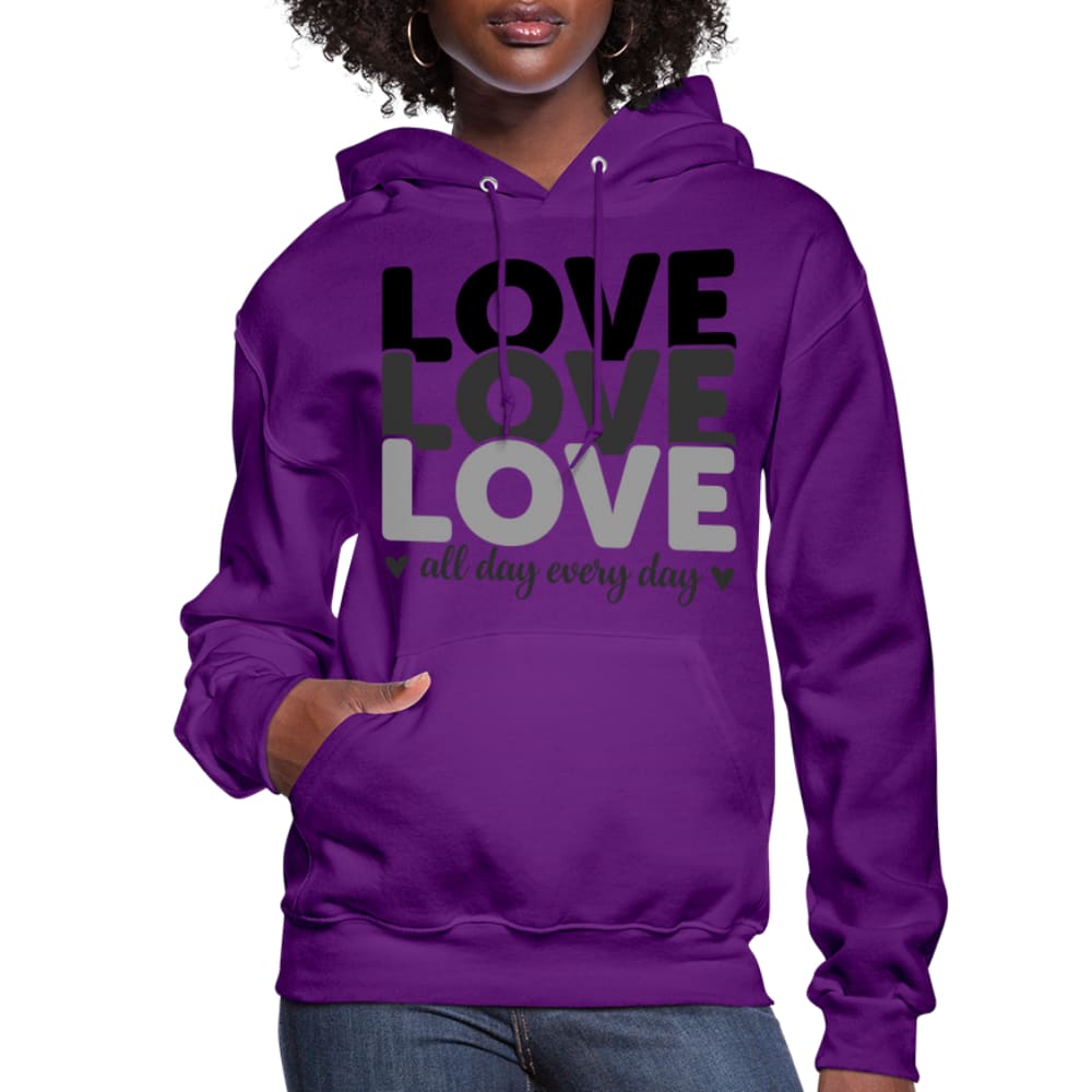 Womens Hoodie Love All Day Every Day Black - S461065-2