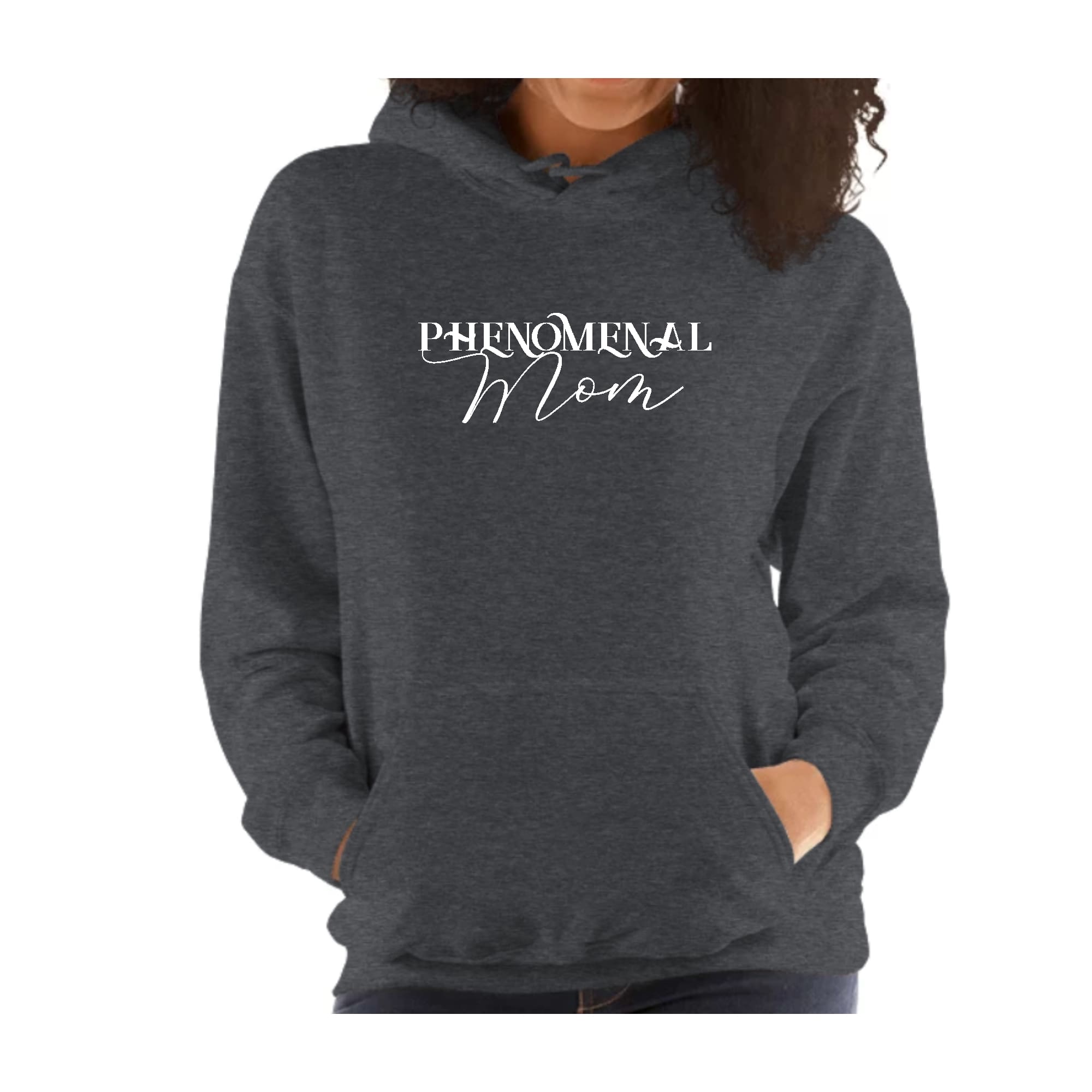 Womens Hoodie, Phenomenal Mom White Print-6