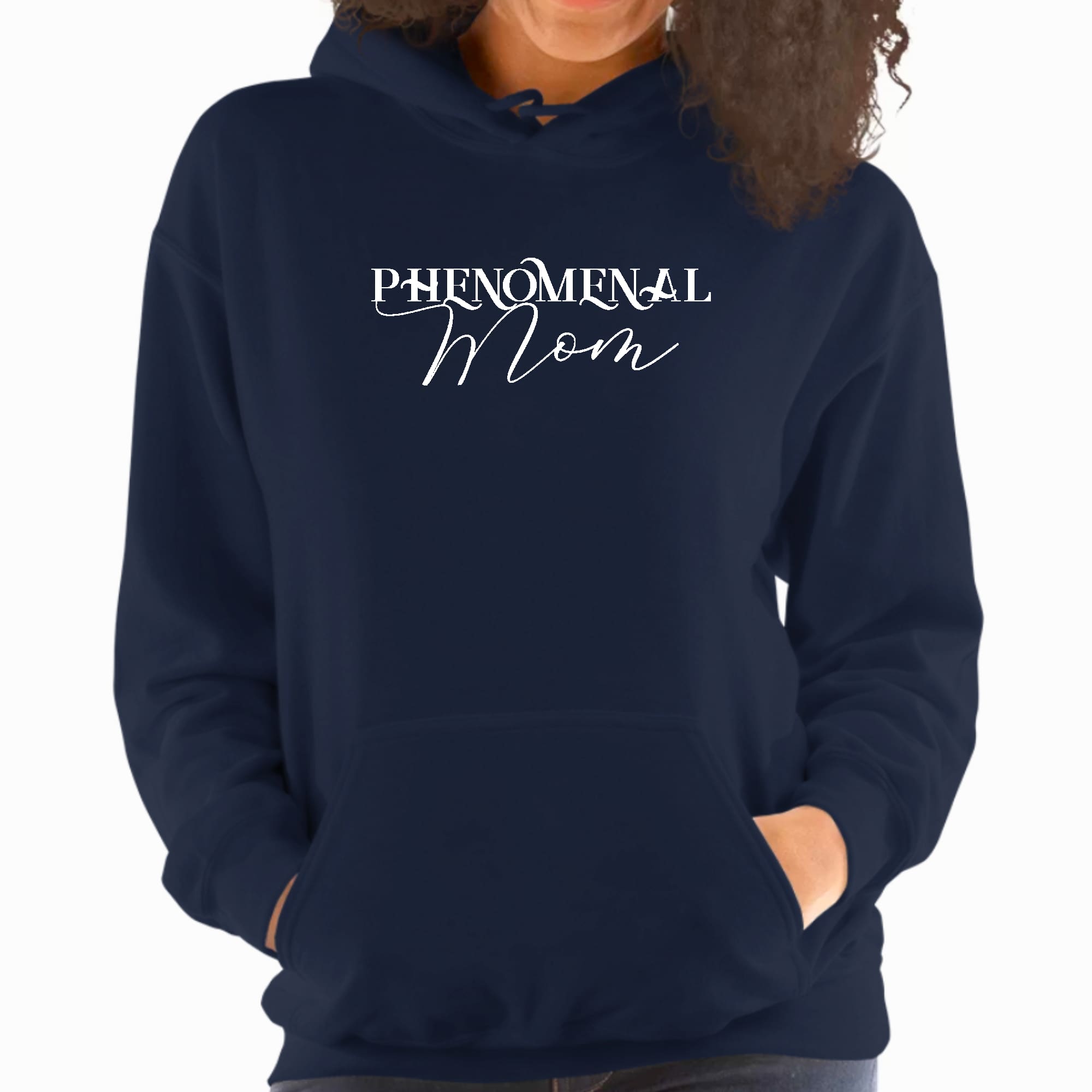 Womens Hoodie, Phenomenal Mom White Print-3