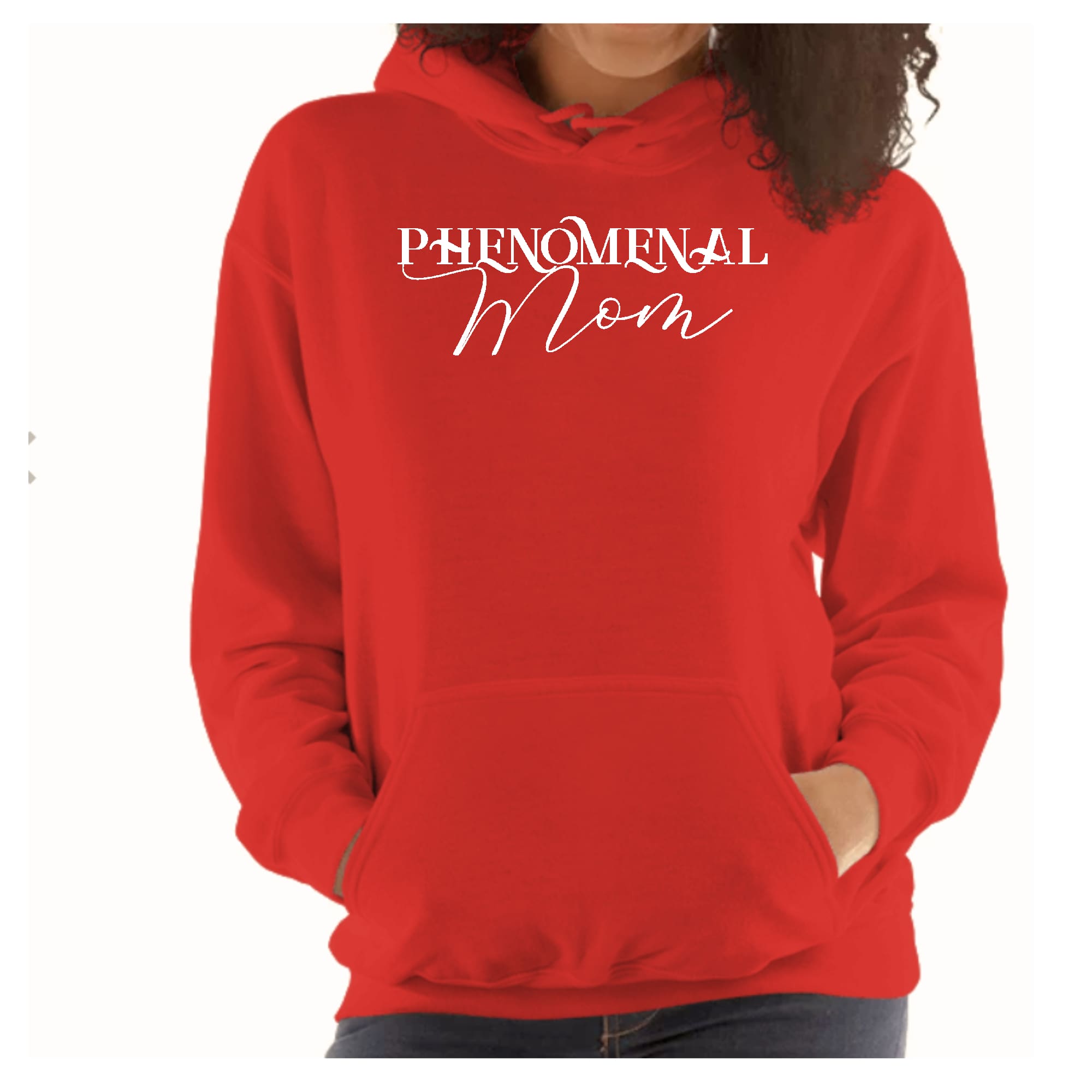 Womens Hoodie, Phenomenal Mom White Print-2