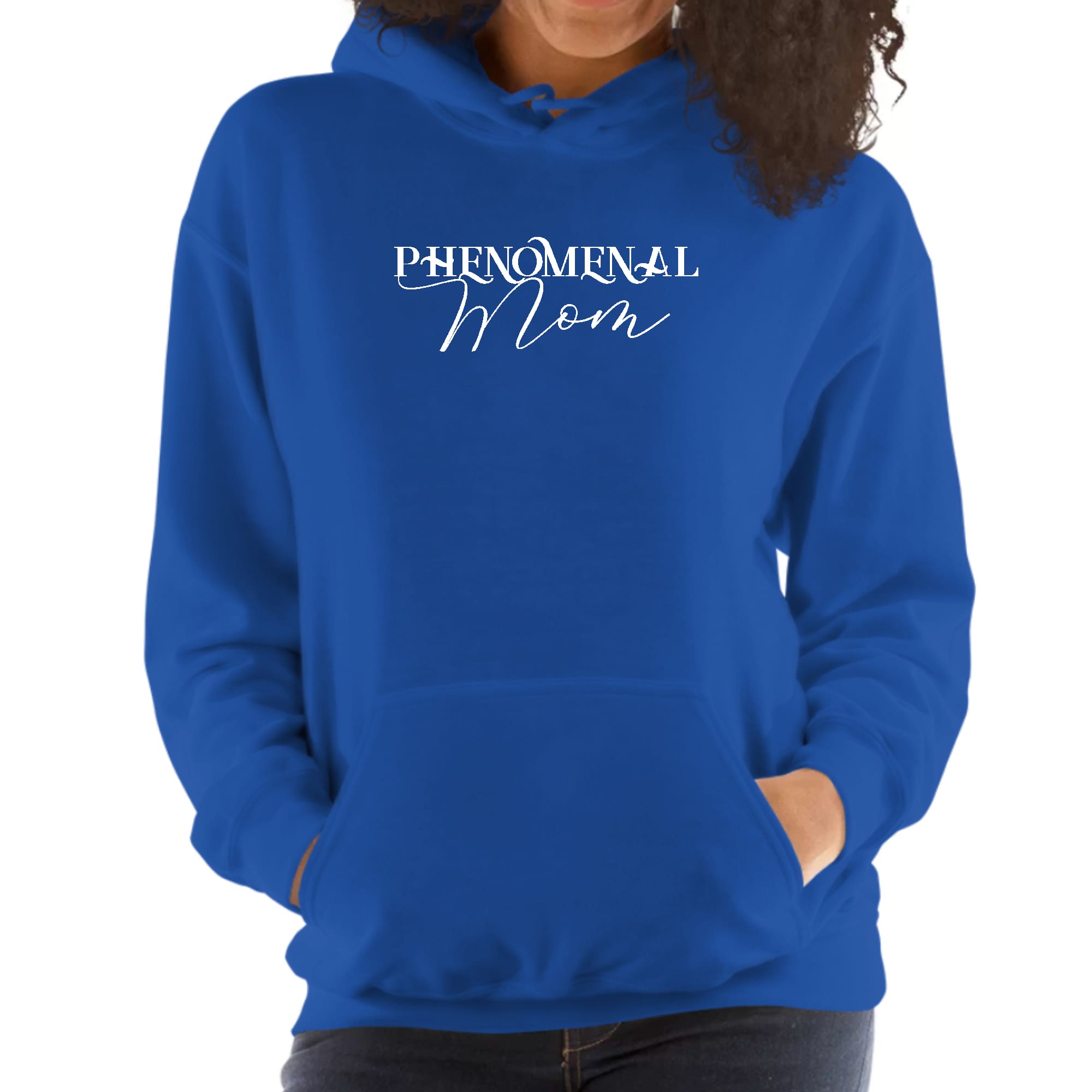 Womens Hoodie, Phenomenal Mom White Print-1