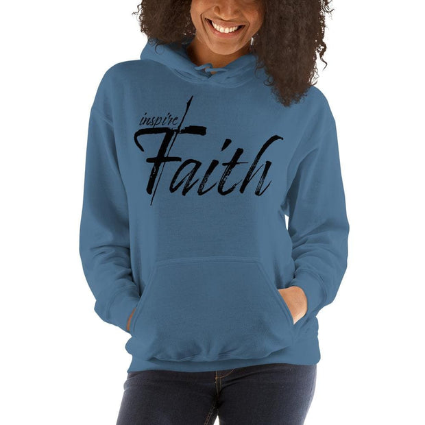 Womens Hoodie - Pullover Sweatshirt - Black Graphic / Inspire Faith-3