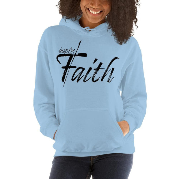 Womens Hoodie - Pullover Sweatshirt - Black Graphic / Inspire Faith-5