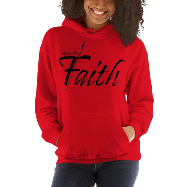 Womens Hoodie - Pullover Sweatshirt - Black Graphic / Inspire Faith-7