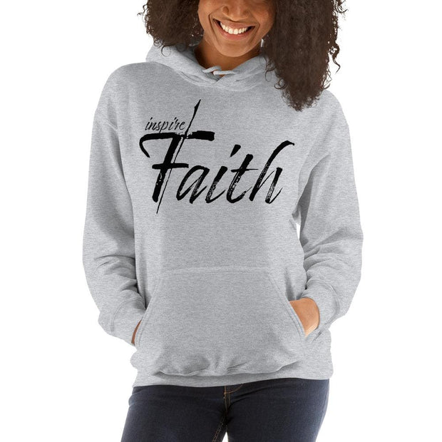 Womens Hoodie - Pullover Sweatshirt - Black Graphic / Inspire Faith-2