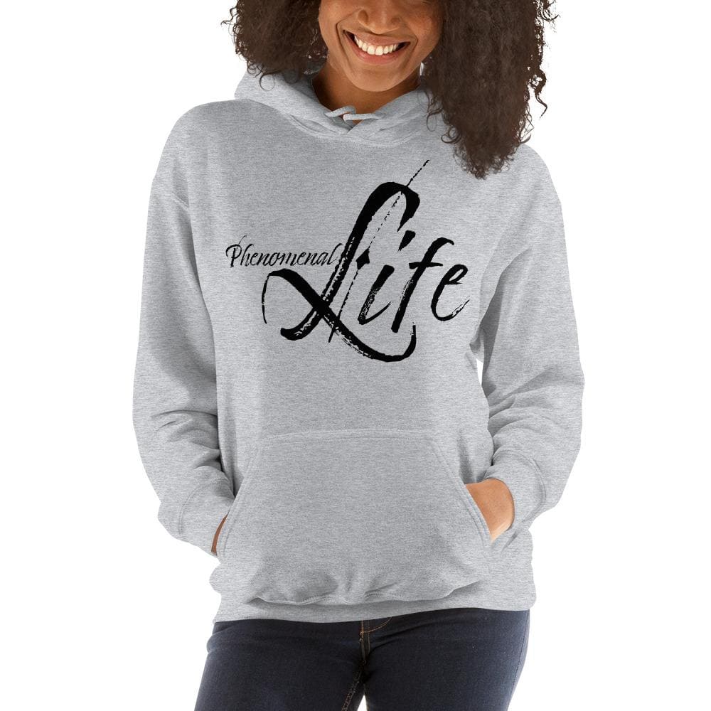 Womens Hoodie - Pullover Sweatshirt - Phenomenal Life / Black-3