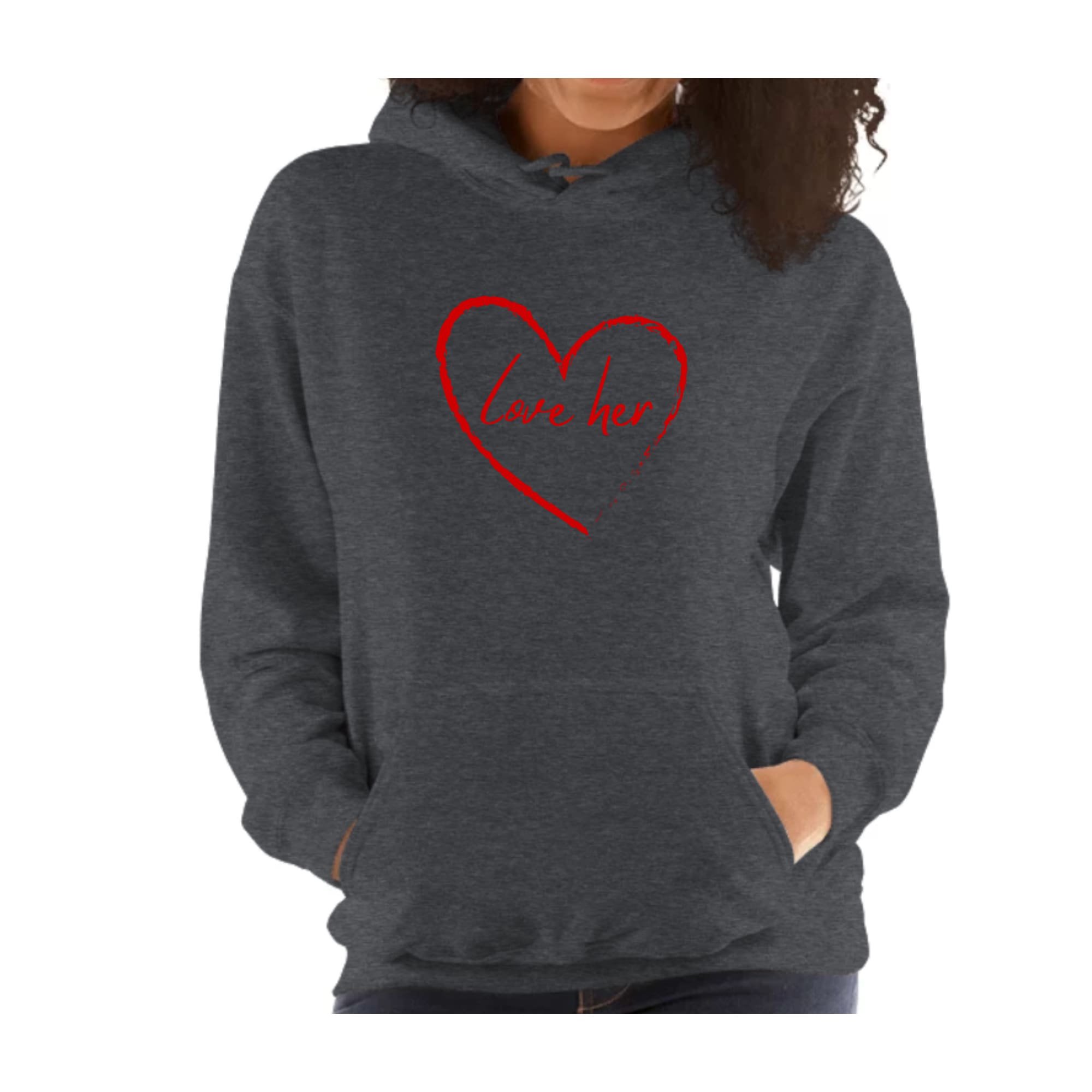 Womens Hoodie, Say it Soul Love Her, Red-4