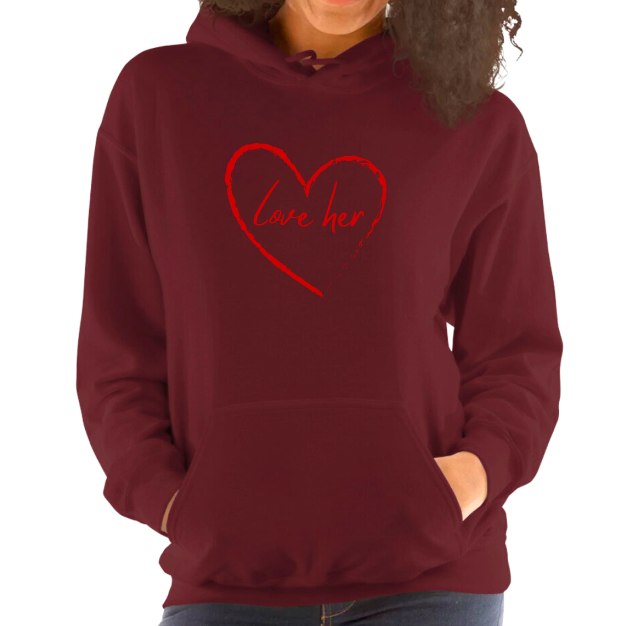 Womens Hoodie, Say it Soul Love Her, Red-5