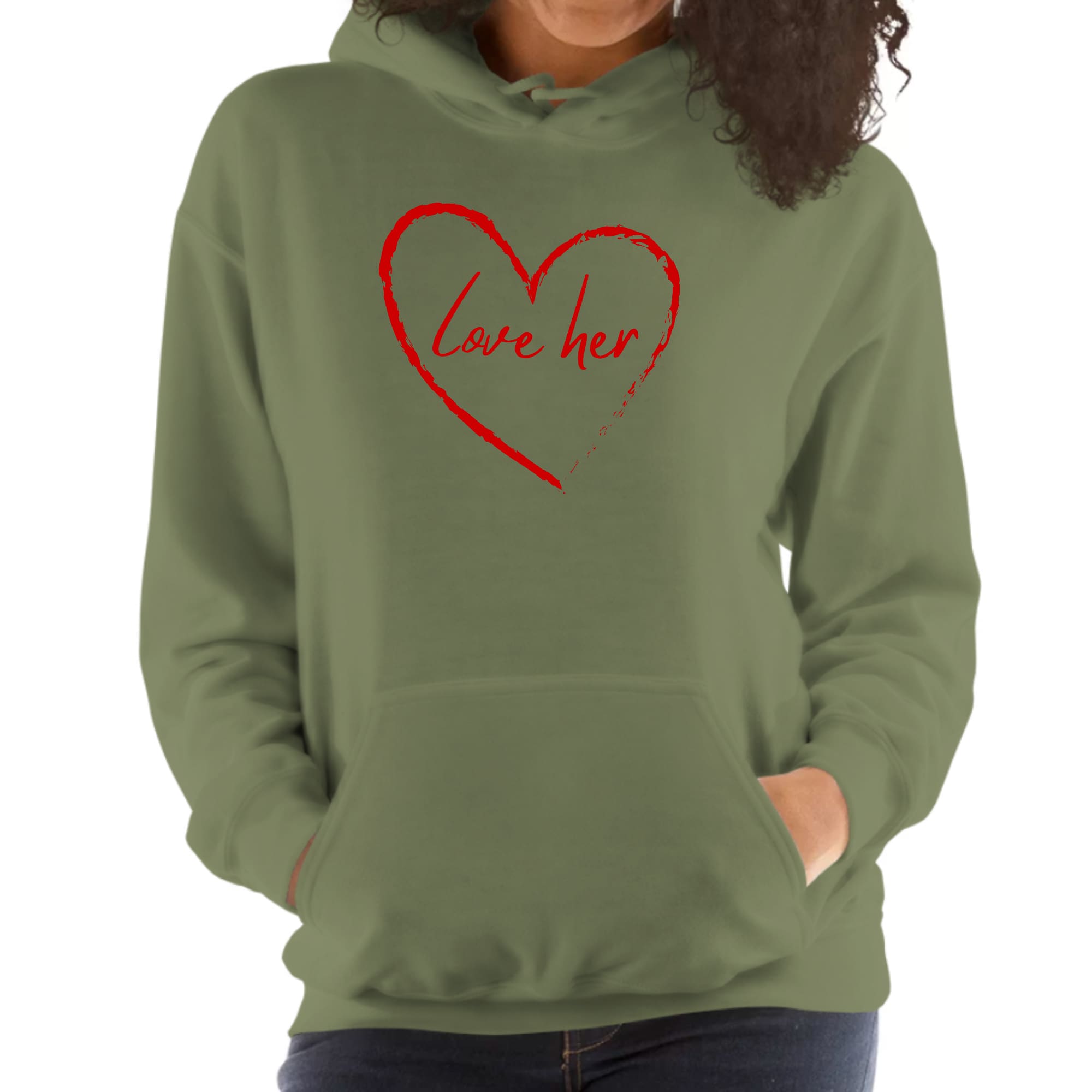 Womens Hoodie, Say it Soul Love Her, Red-3