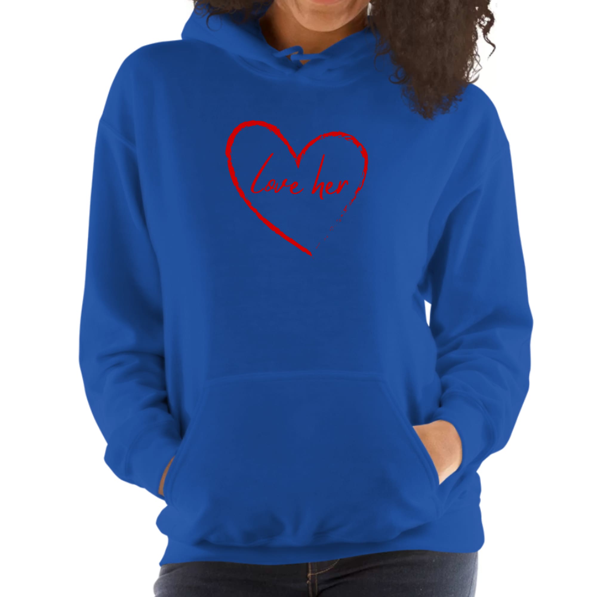 Womens Hoodie, Say it Soul Love Her, Red-2