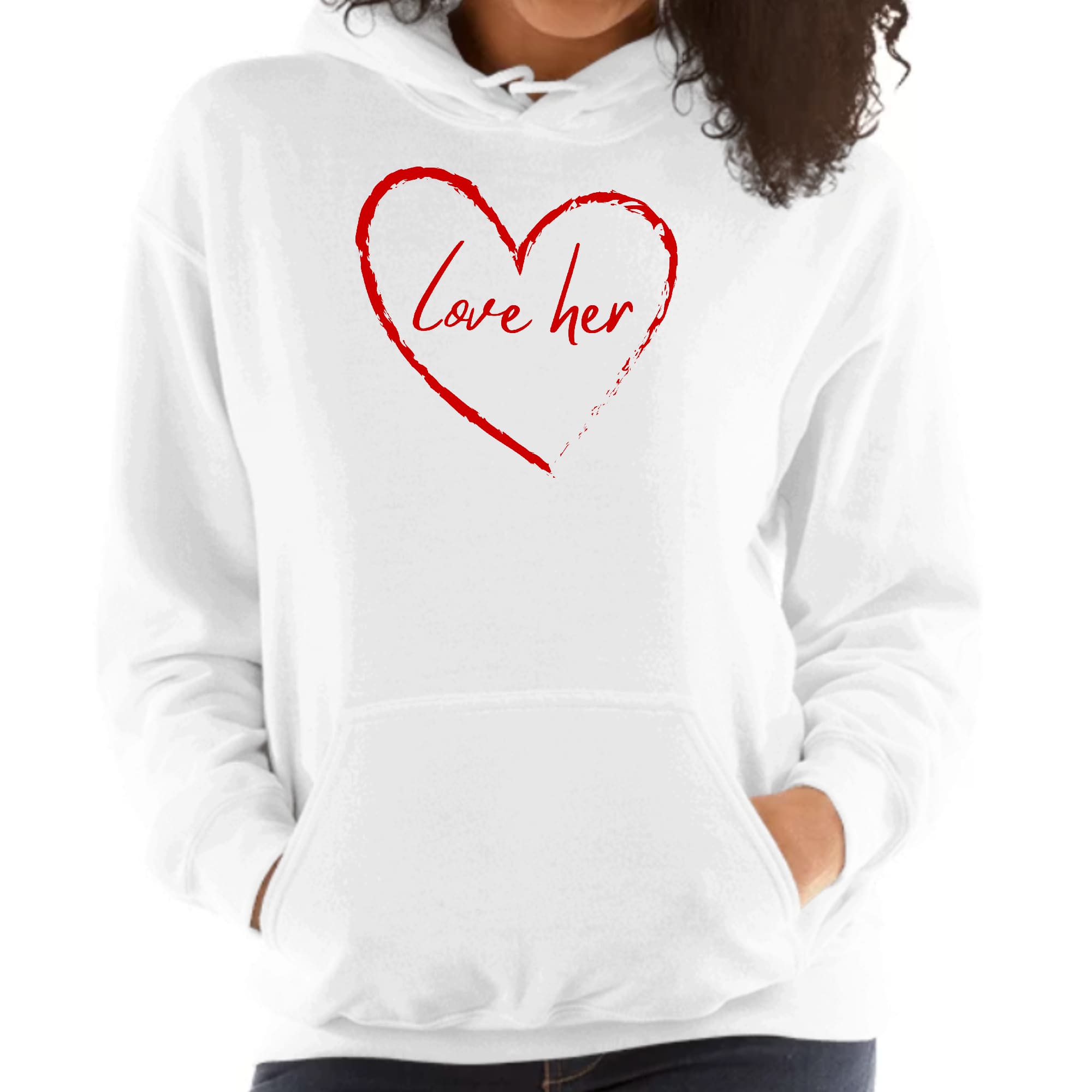 Womens Hoodie, Say it Soul Love Her, Red-0