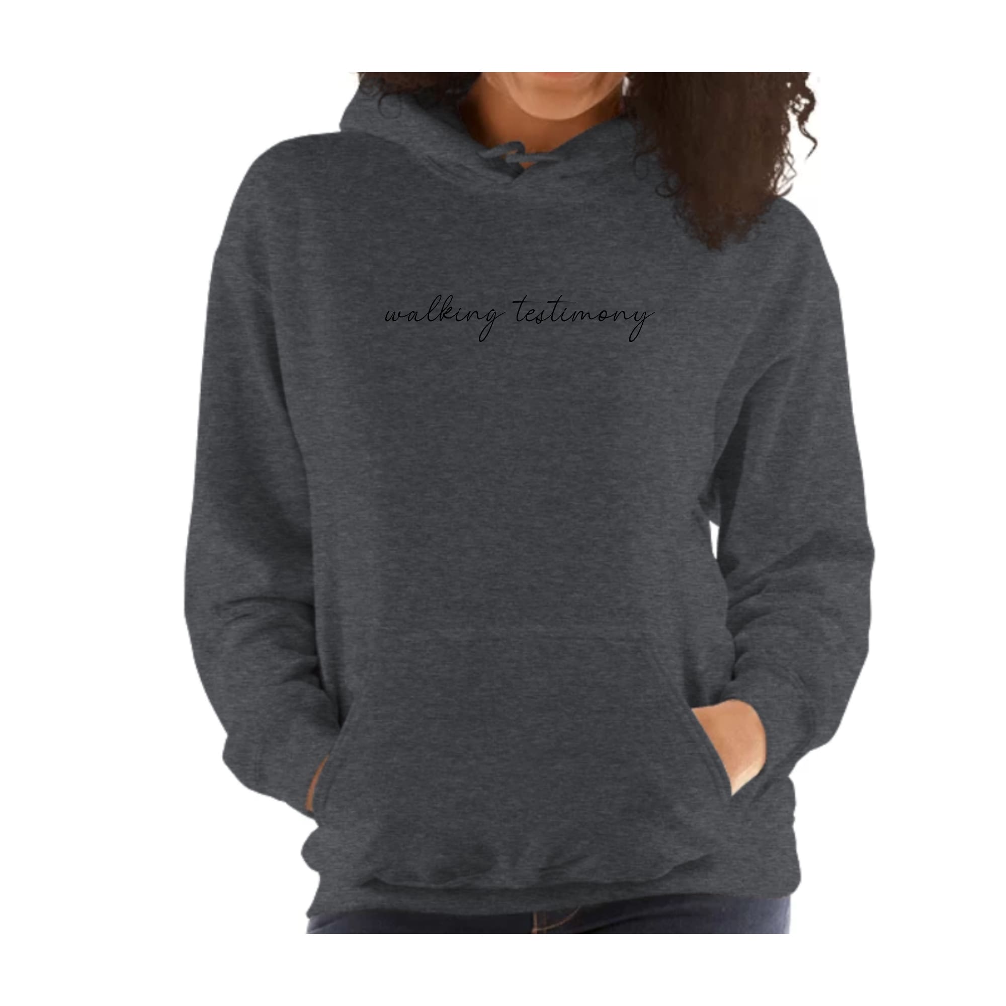 Womens Hoodie, Say It Soul, Walking Testimony Illustration, Black-4