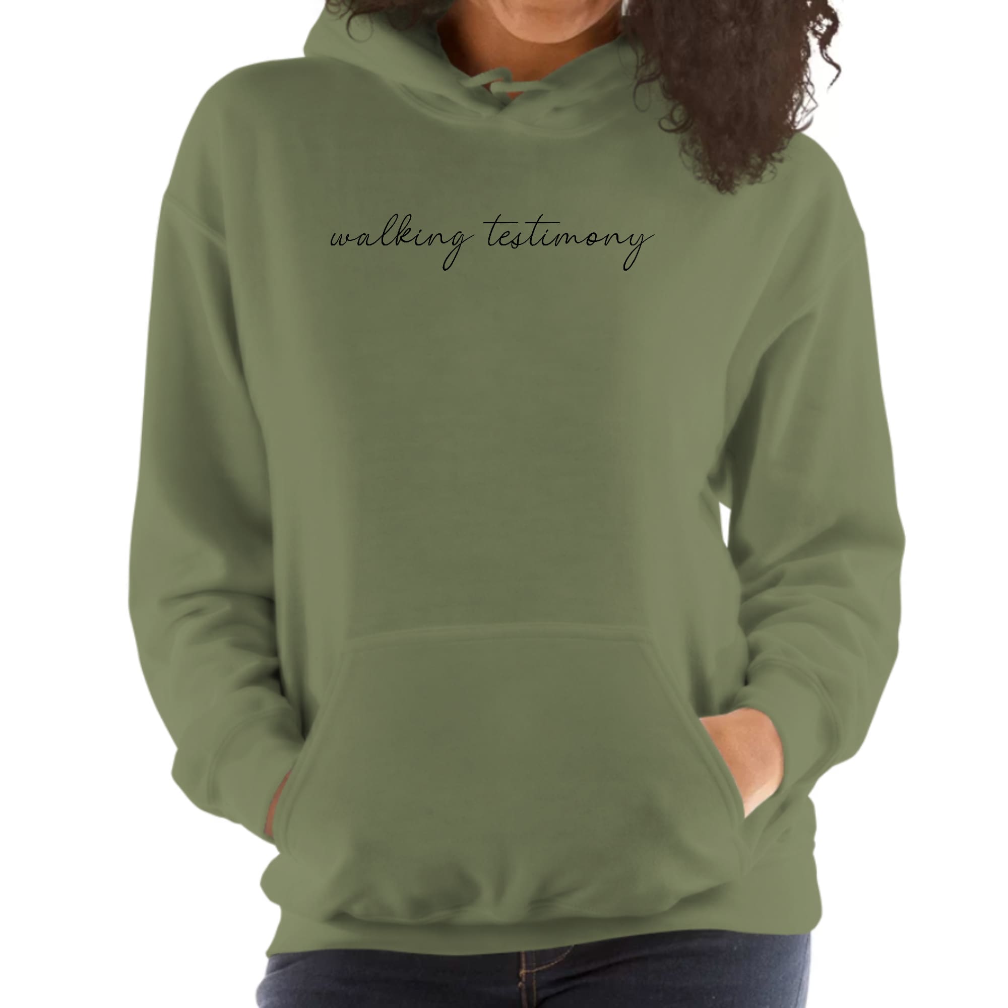 Womens Hoodie, Say It Soul, Walking Testimony Illustration, Black-3