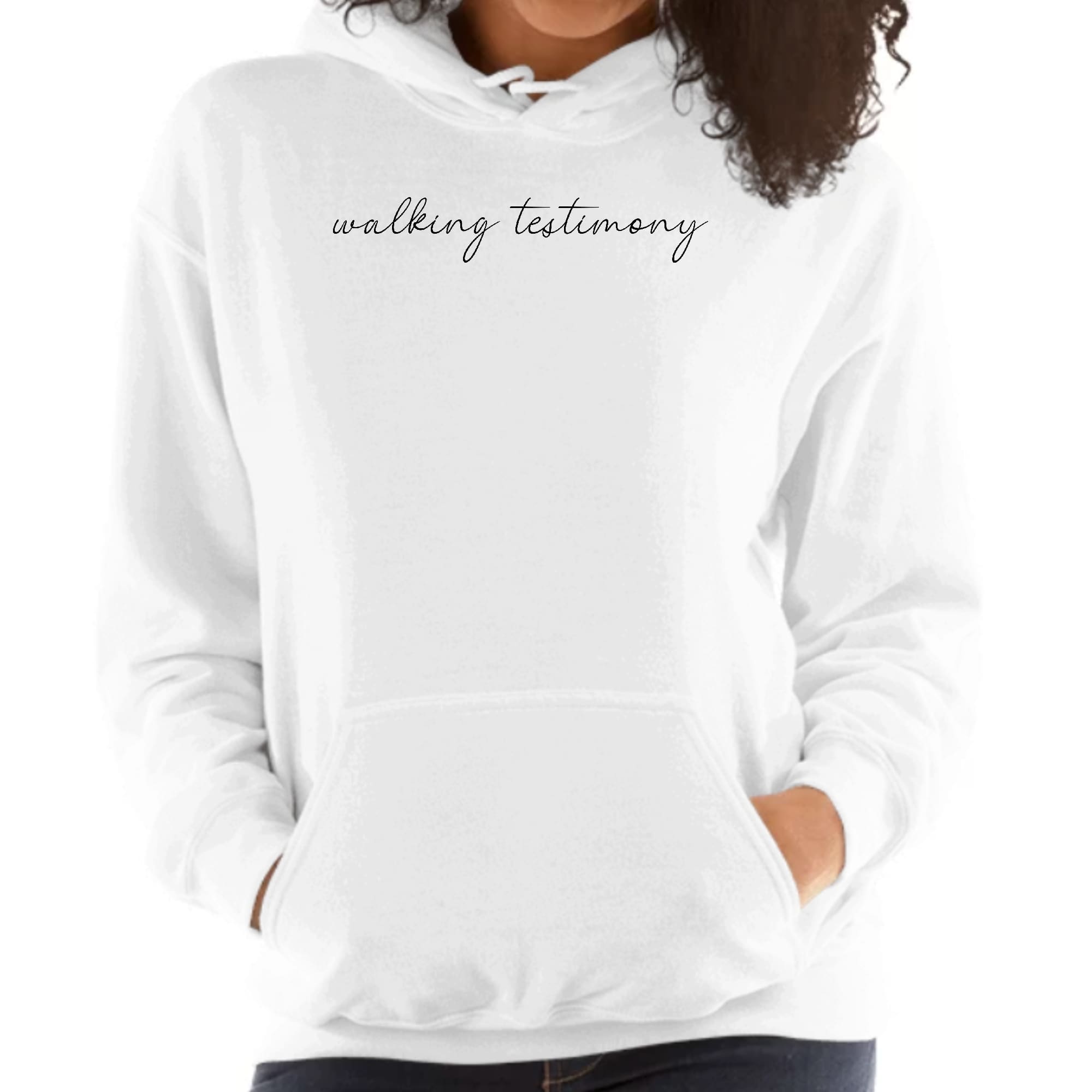 Womens Hoodie, Say It Soul, Walking Testimony Illustration, Black-0