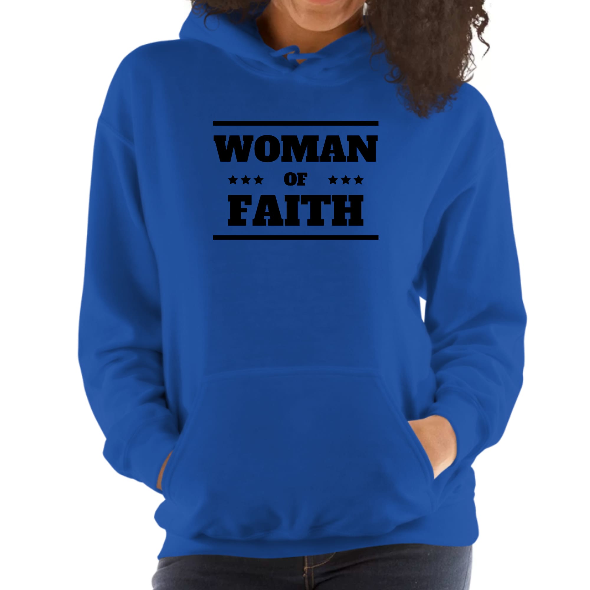 Womens Hoodie, Woman Of Faith Black Illustration-2