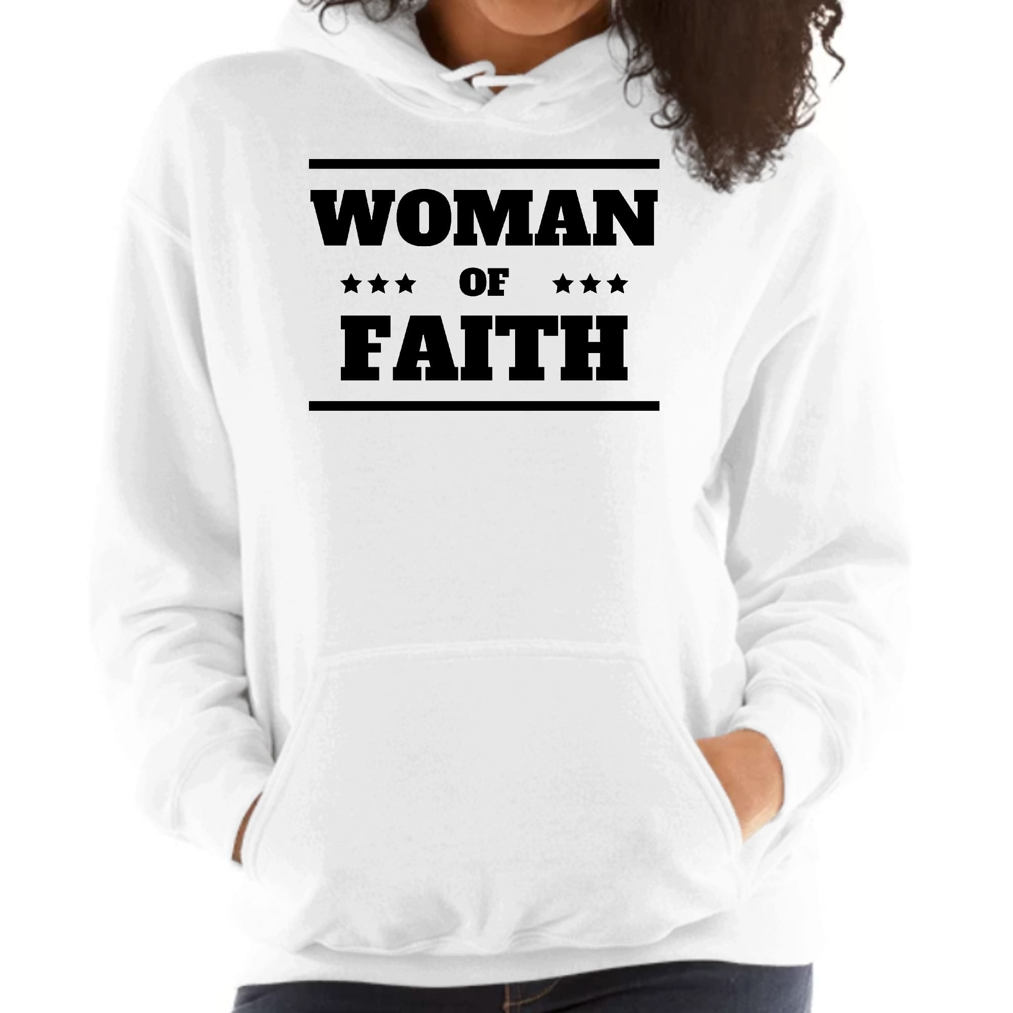 Womens Hoodie, Woman Of Faith Black Illustration-0