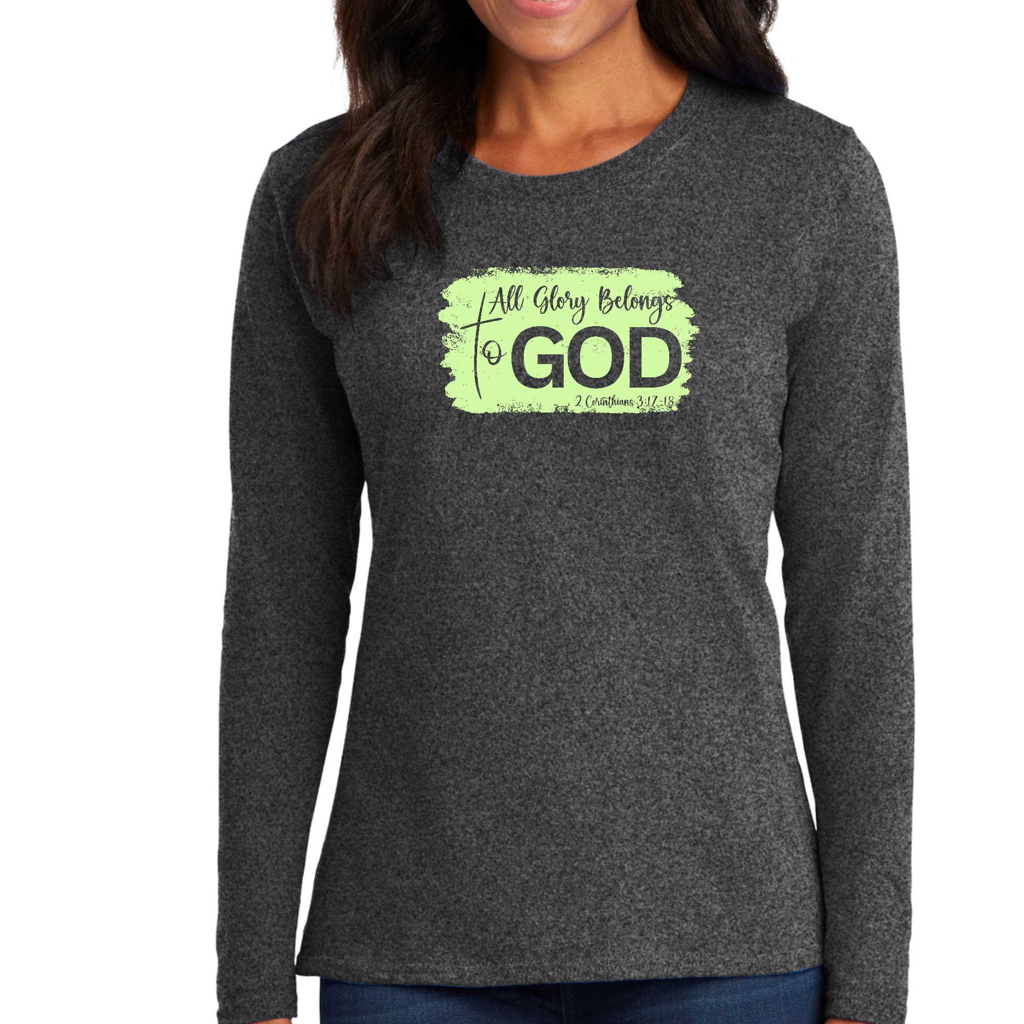 Womens Long Sleeve Graphic T-shirt, All Glory Belongs to God-6