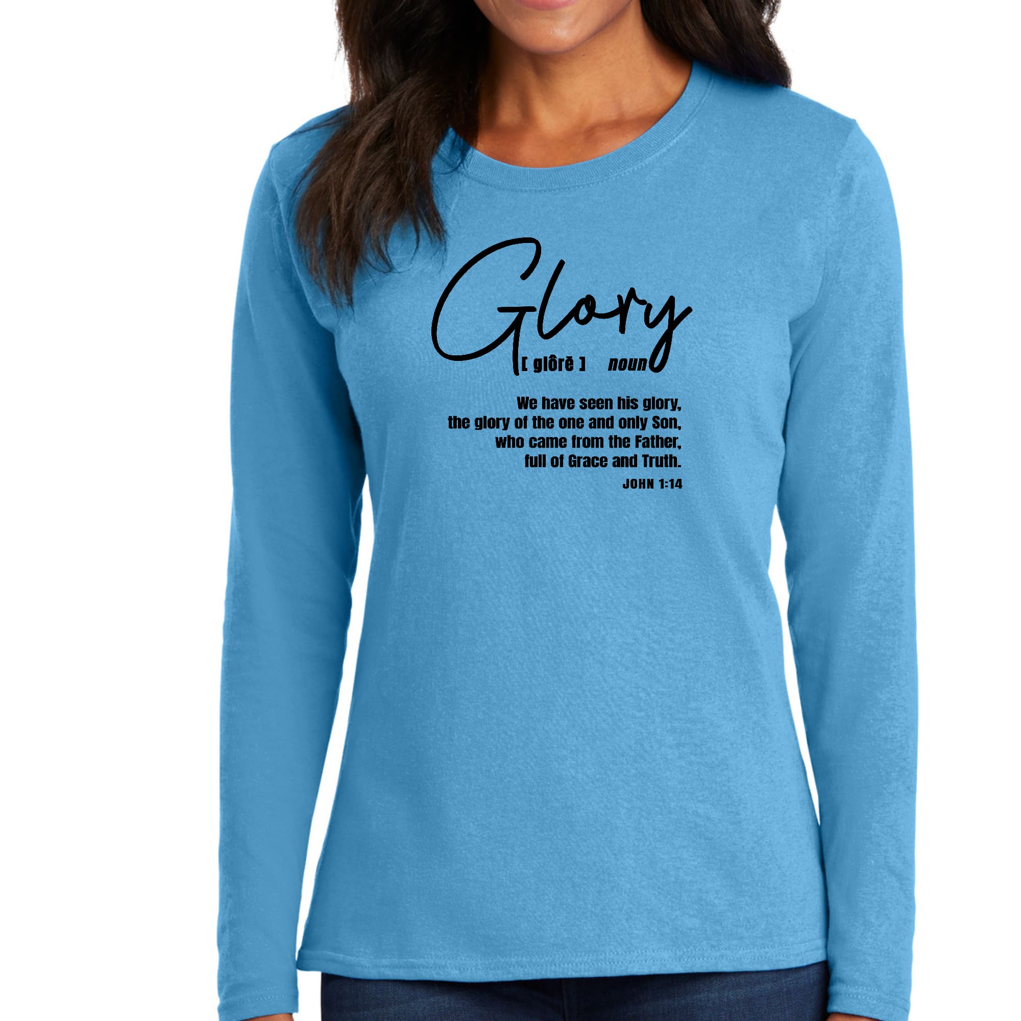 Womens Long Sleeve Graphic T-shirt, Glory - Christian Inspiration,-3