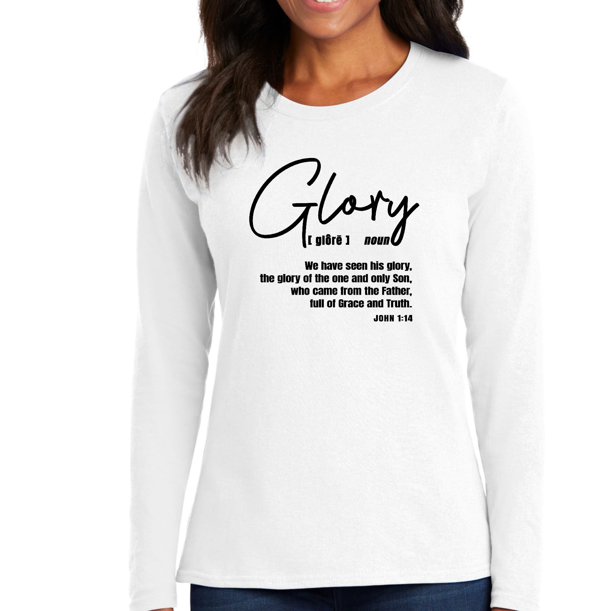 Womens Long Sleeve Graphic T-shirt, Glory - Christian Inspiration,-0