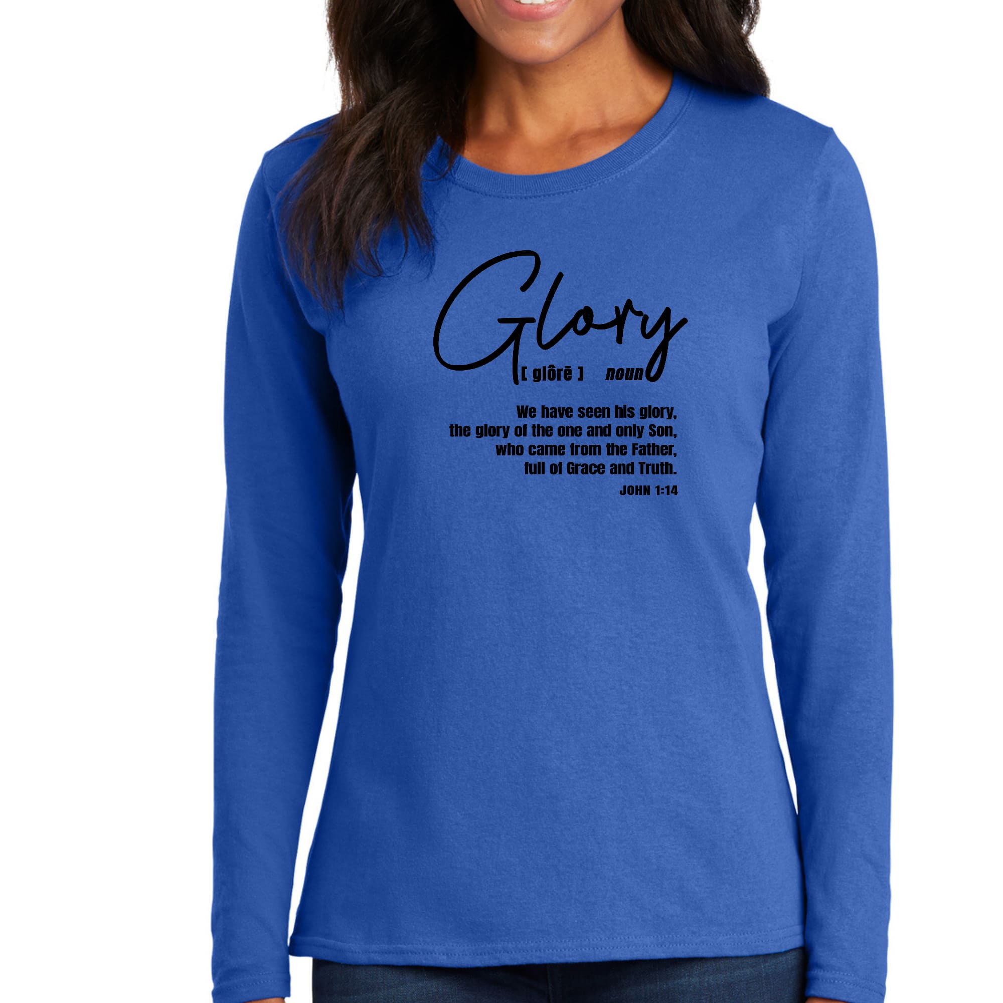 Womens Long Sleeve Graphic T-shirt, Glory - Christian Inspiration,-2