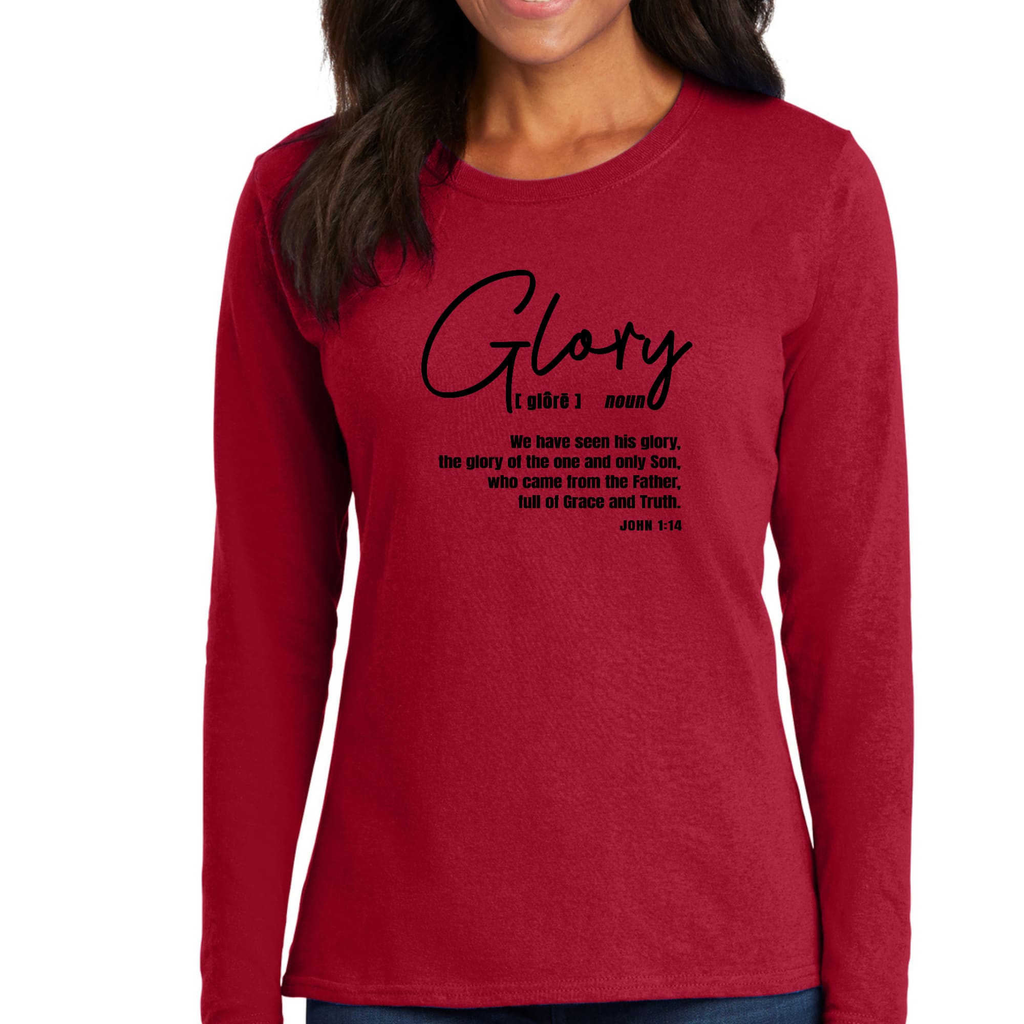 Womens Long Sleeve Graphic T-shirt, Glory - Christian Inspiration,-1