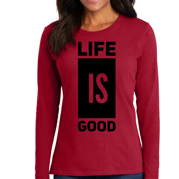 Womens Long Sleeve Graphic T-shirt, Life Is Good-1