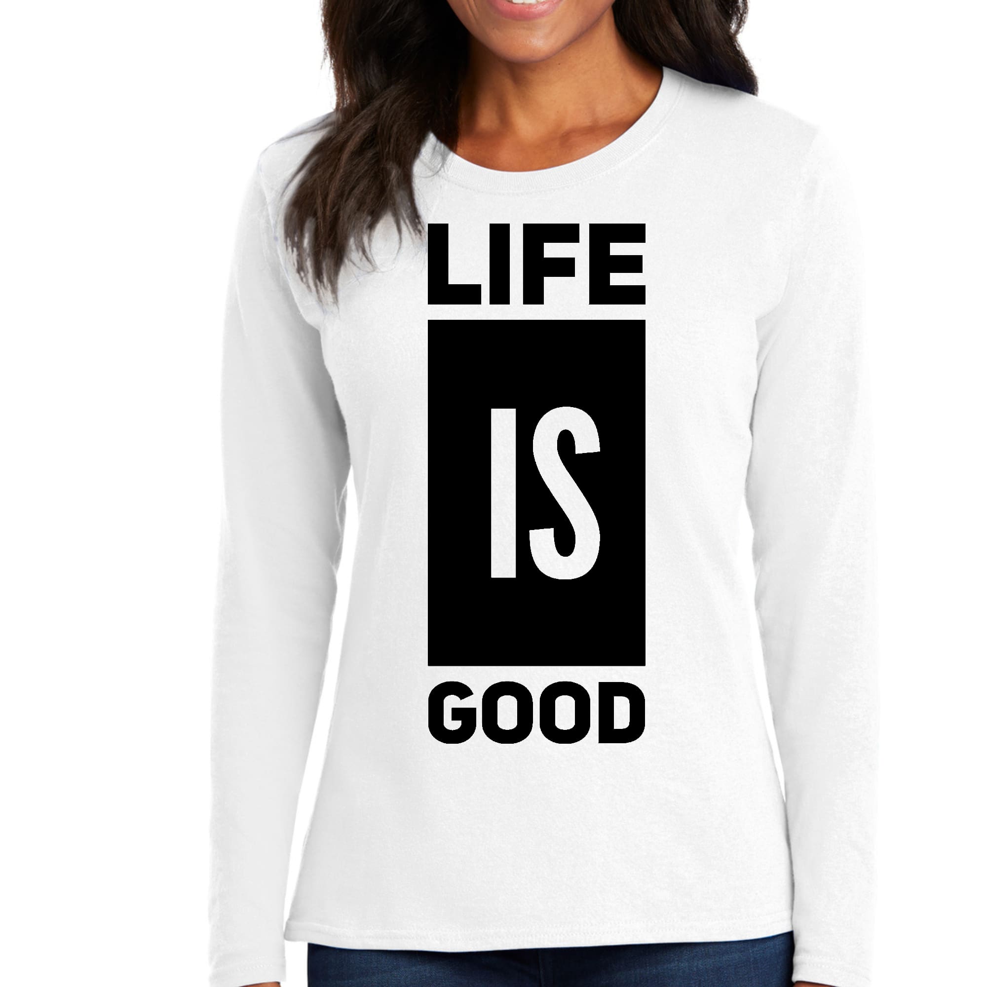 Womens Long Sleeve Graphic T-shirt, Life Is Good-0