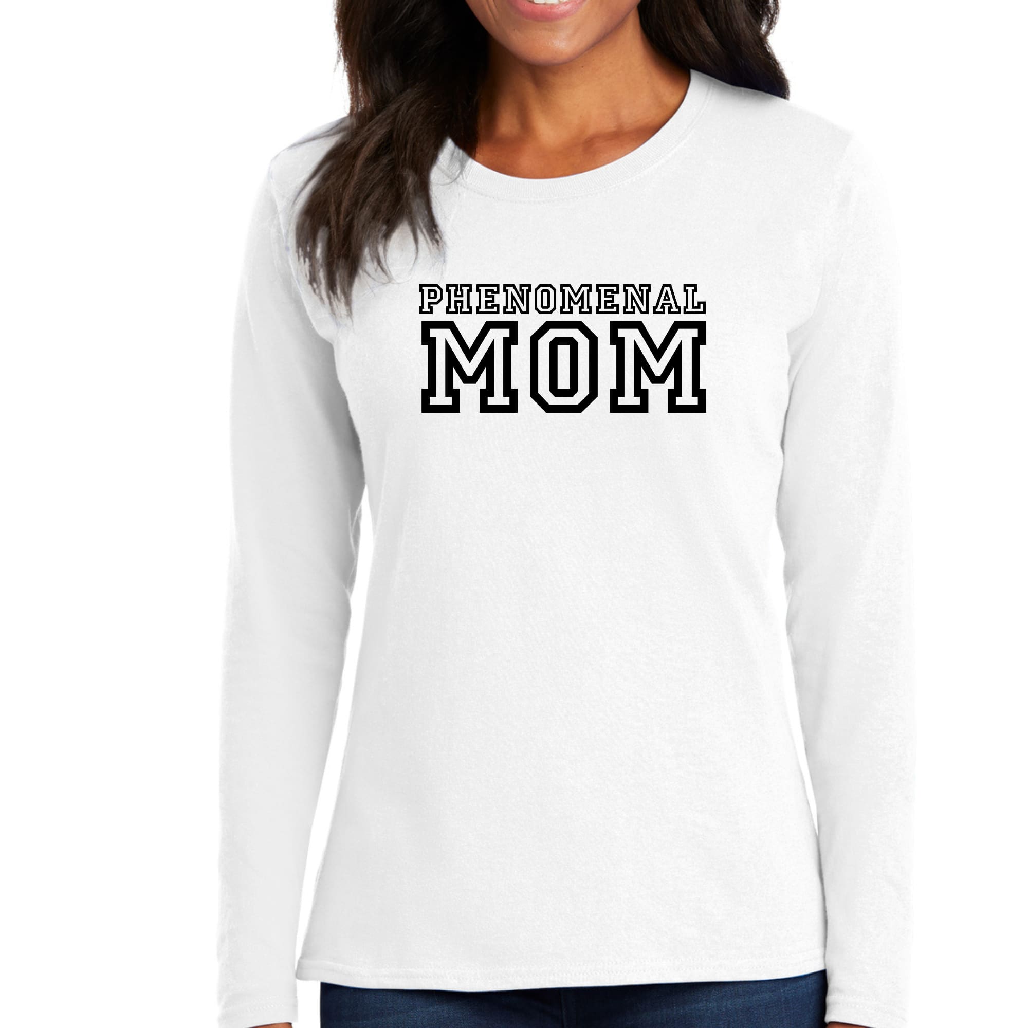 Womens Long Sleeve Graphic T-shirt, Phenomenal Mom Print-0