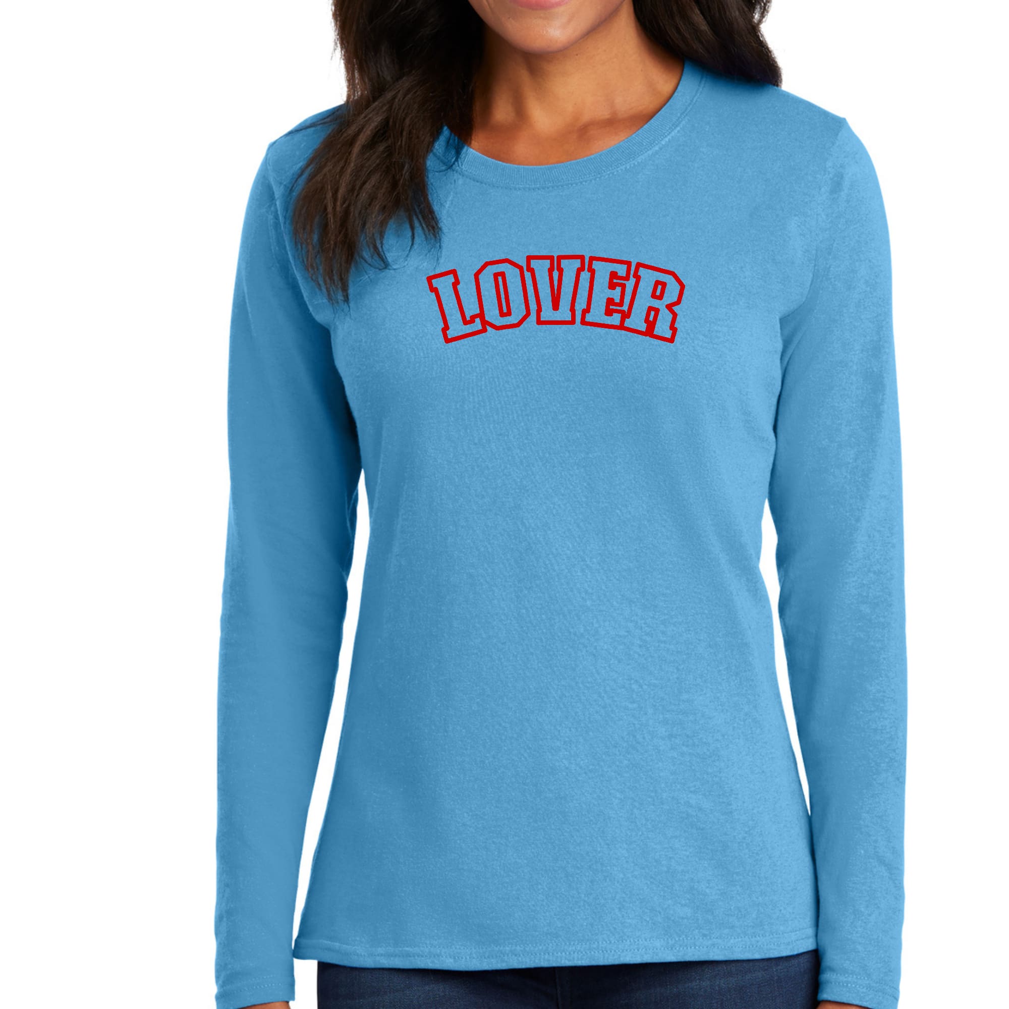 Womens Long Sleeve Graphic T-shirt, Say it Soul Lover, Red-3