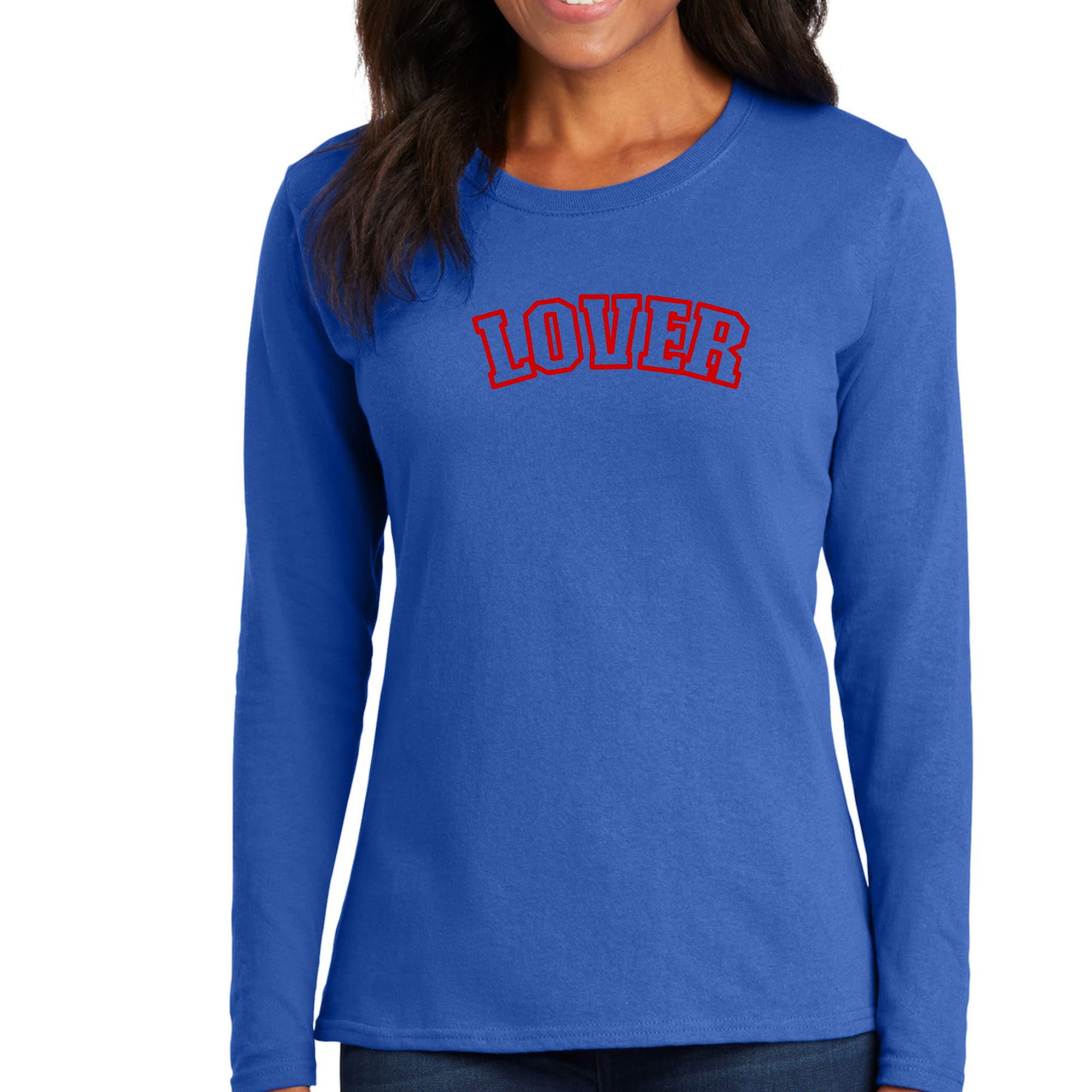 Womens Long Sleeve Graphic T-shirt, Say it Soul Lover, Red-2