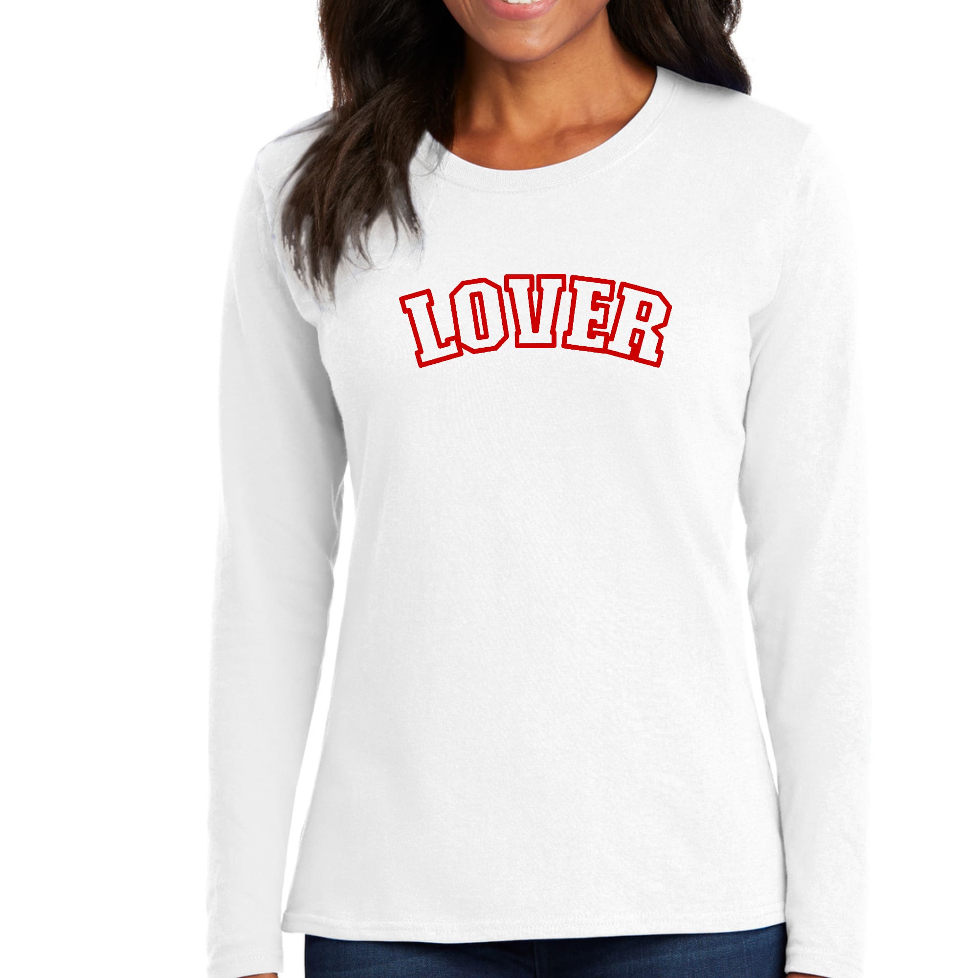 Womens Long Sleeve Graphic T-shirt, Say it Soul Lover, Red-0