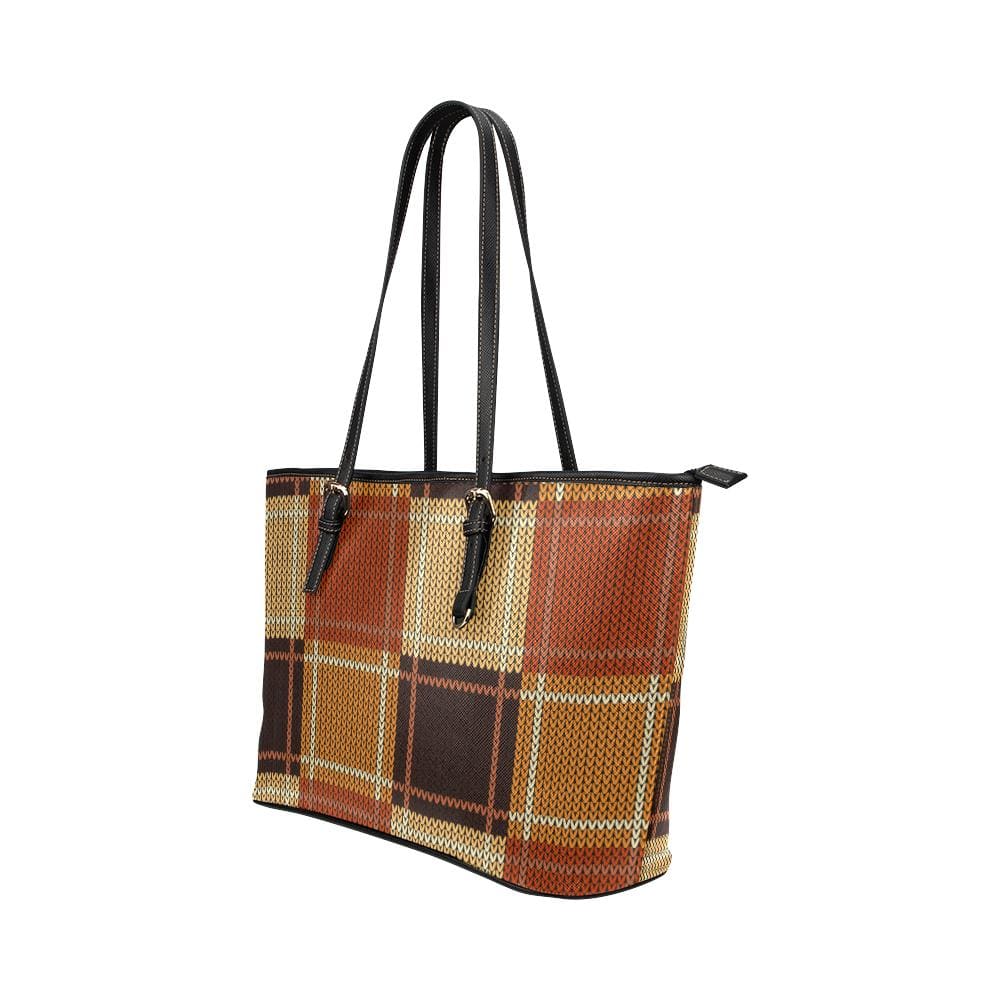 Women’s Shoulder Bag, Brown Checker Double Handle Handbag-1