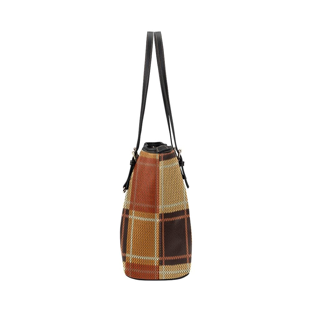 Women’s Shoulder Bag, Brown Checker Double Handle Handbag-2