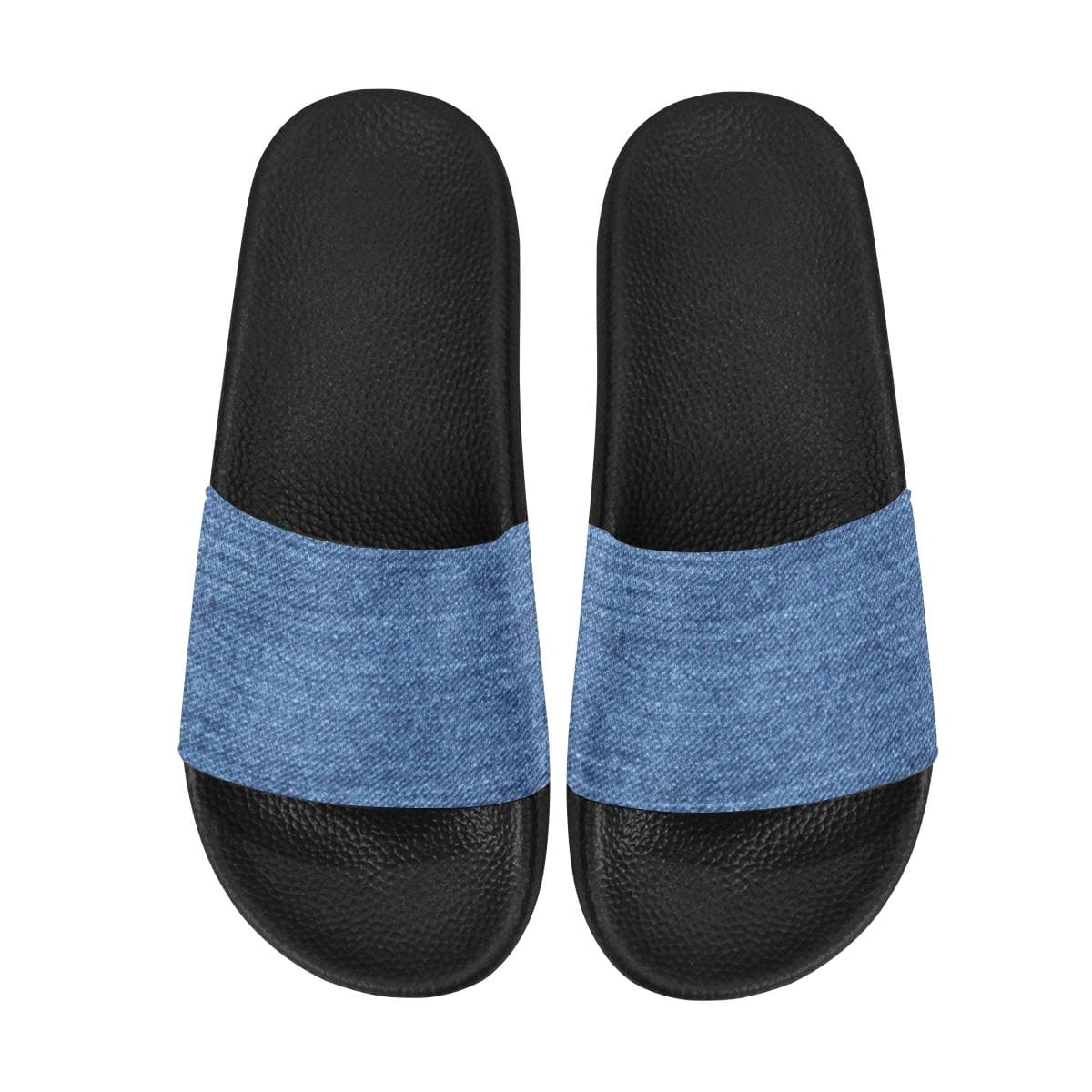 Womens Slides, Flip Flop Sandals, Blue Denim-2