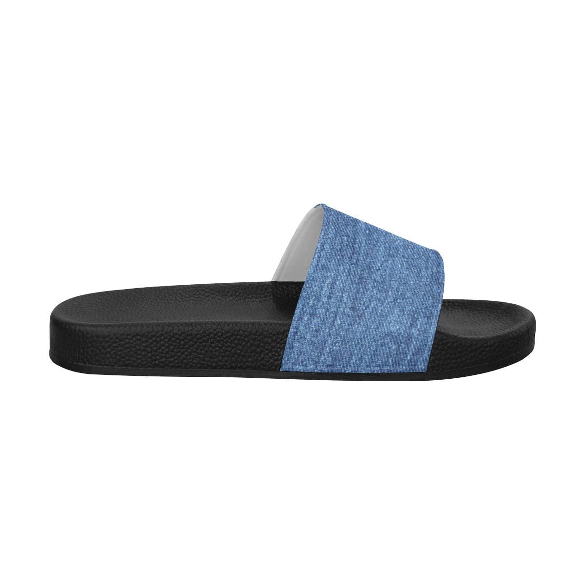 Womens Slides, Flip Flop Sandals, Blue Denim-0