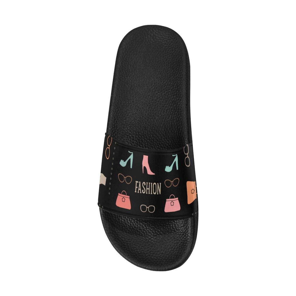 Womens Slides, Flip Flop Sandals, Fashion Print Black-4