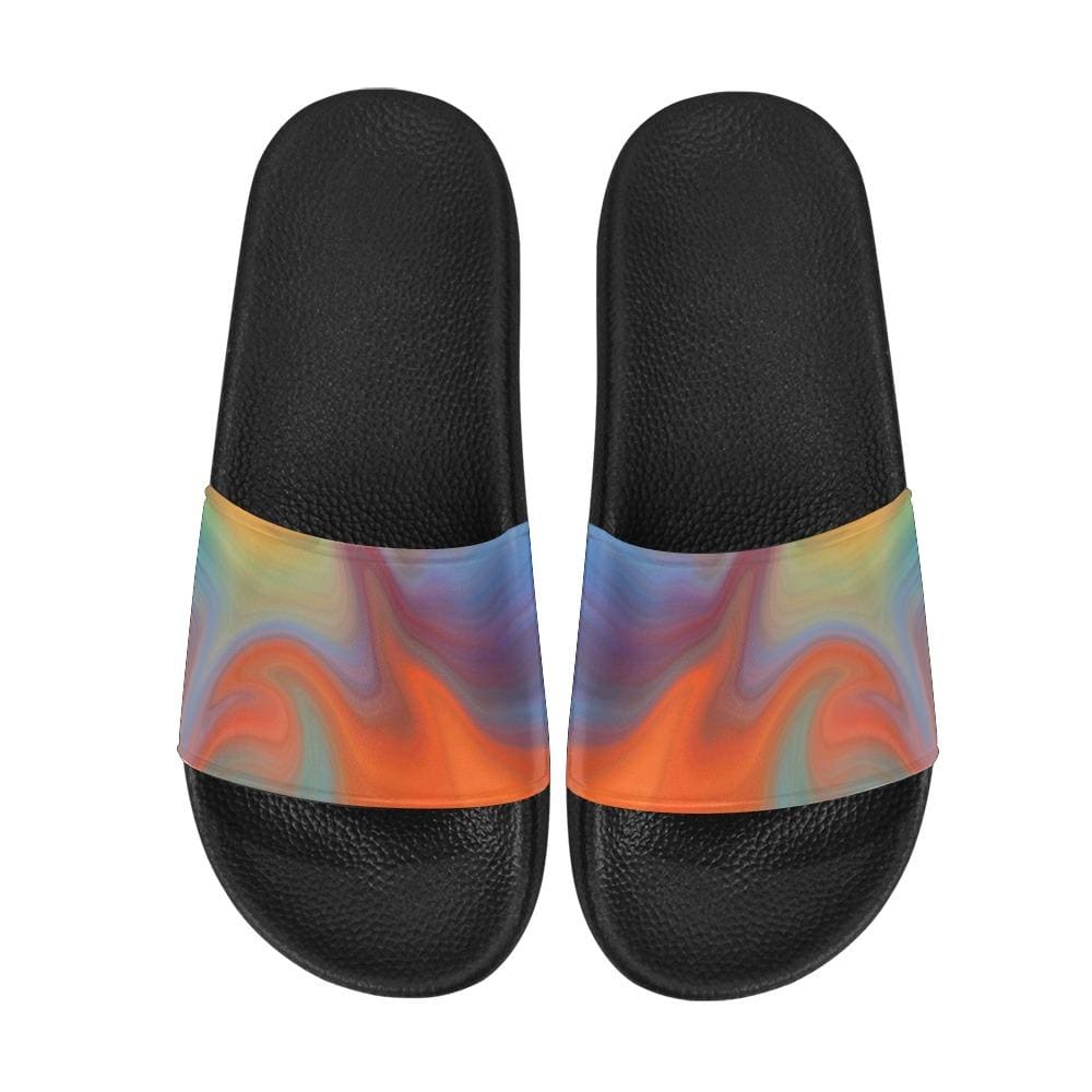 Womens Slides, Flip Flop Sandals, Hazy Orange Print-2