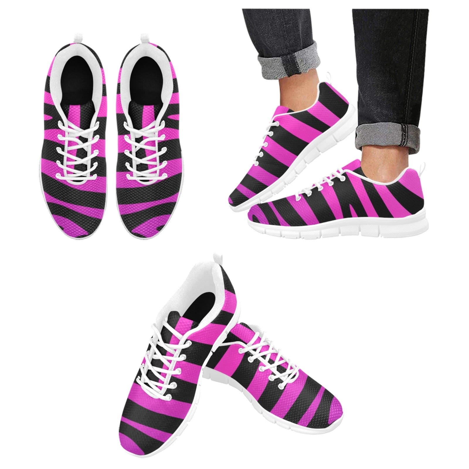 Womens Sneakers, Black Strip And Purple Running Shoes-3