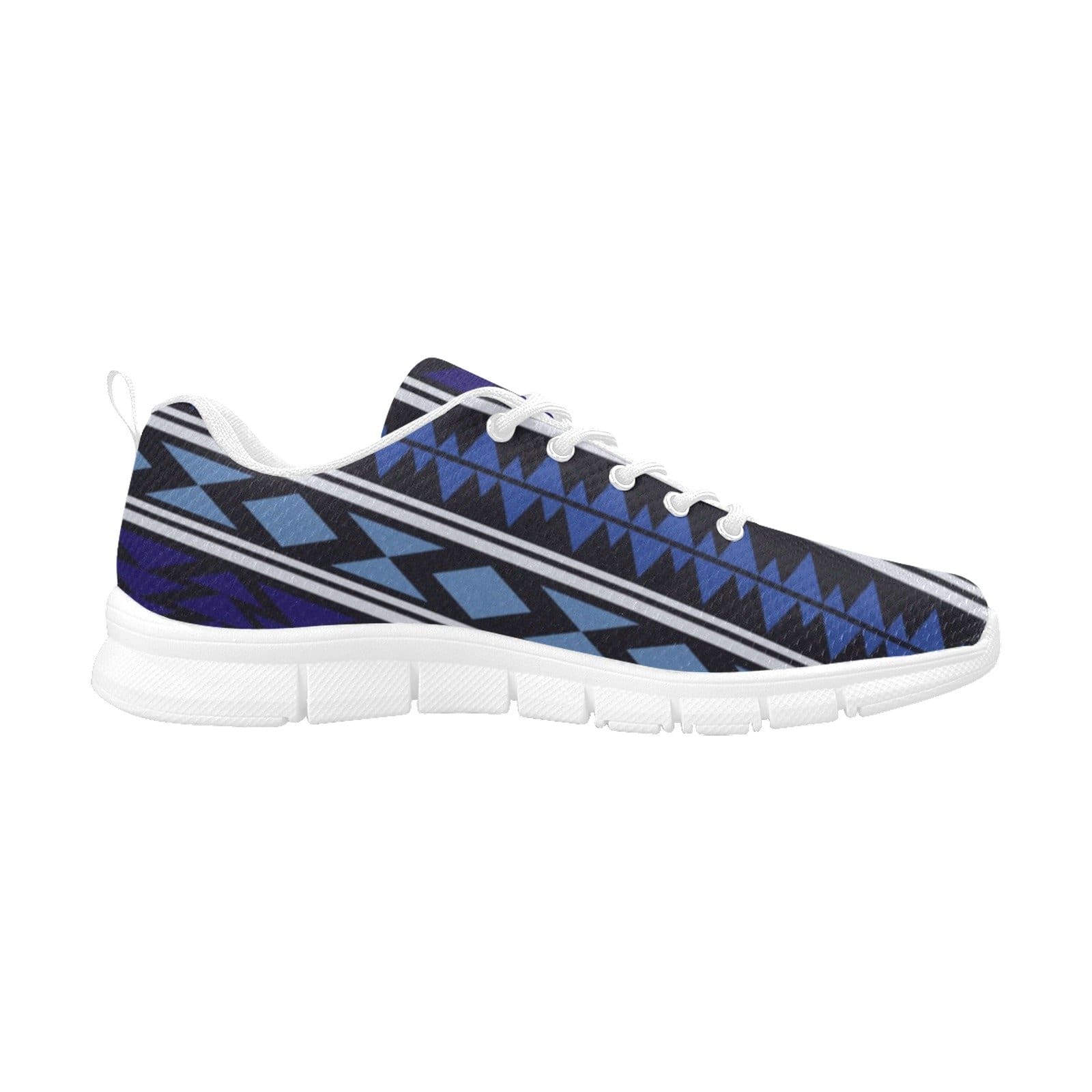 Womens Sneakers, Blue Aztec Print Running Shoes-0