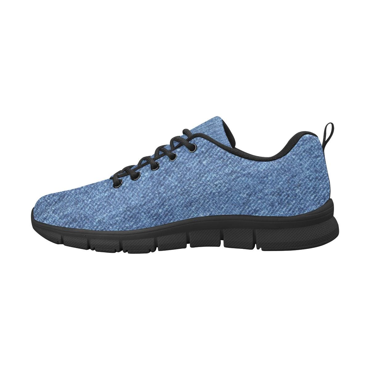 Womens Sneakers, Blue Denim Print Running Shoes-1