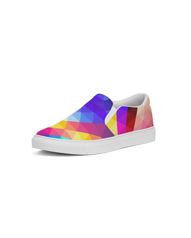 Womens Sneakers - Canvas Slip On Shoes, Multicolor Retro Print-4