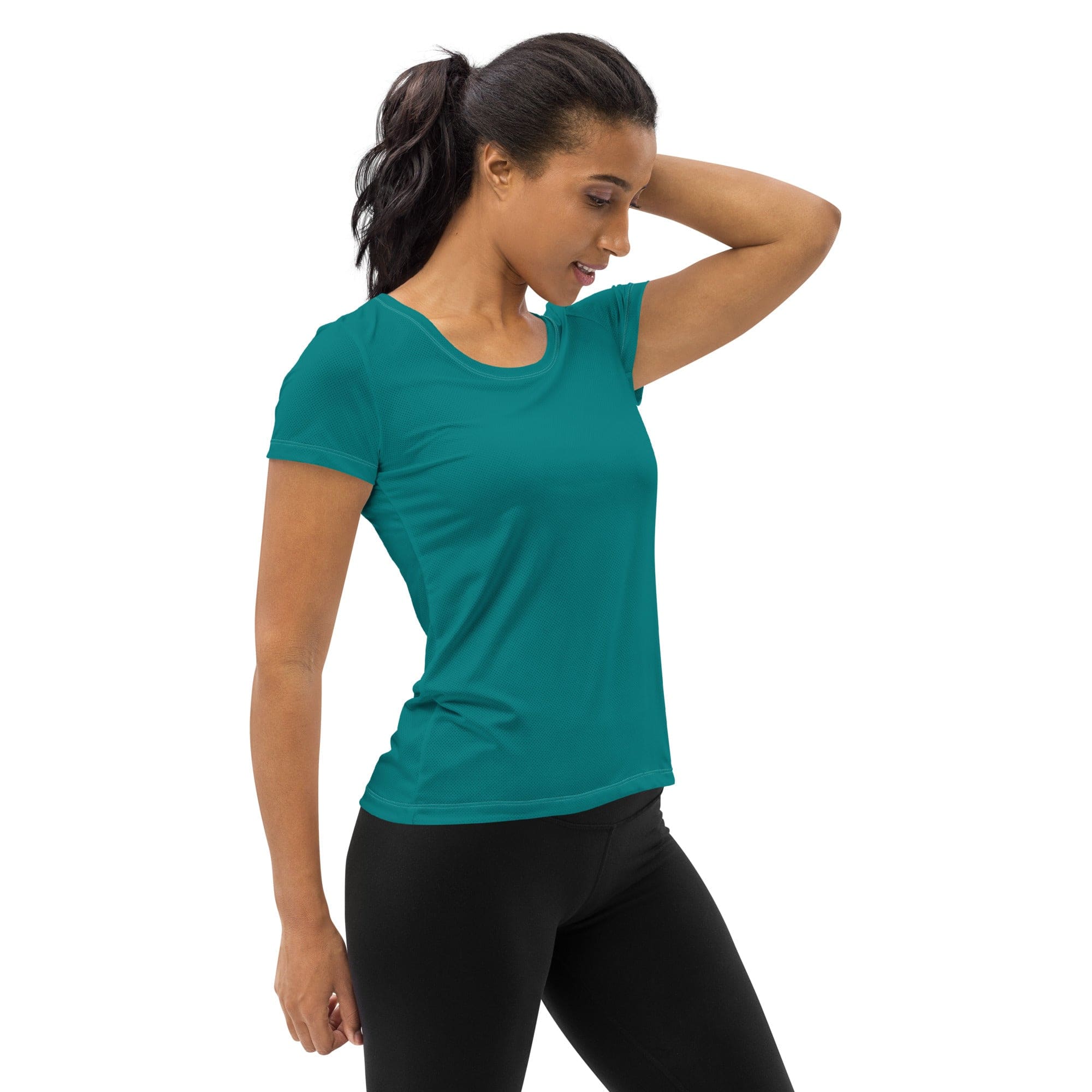 Womens Stretch Fit Athletic Sports T-shirt, Dark Teal Green-2