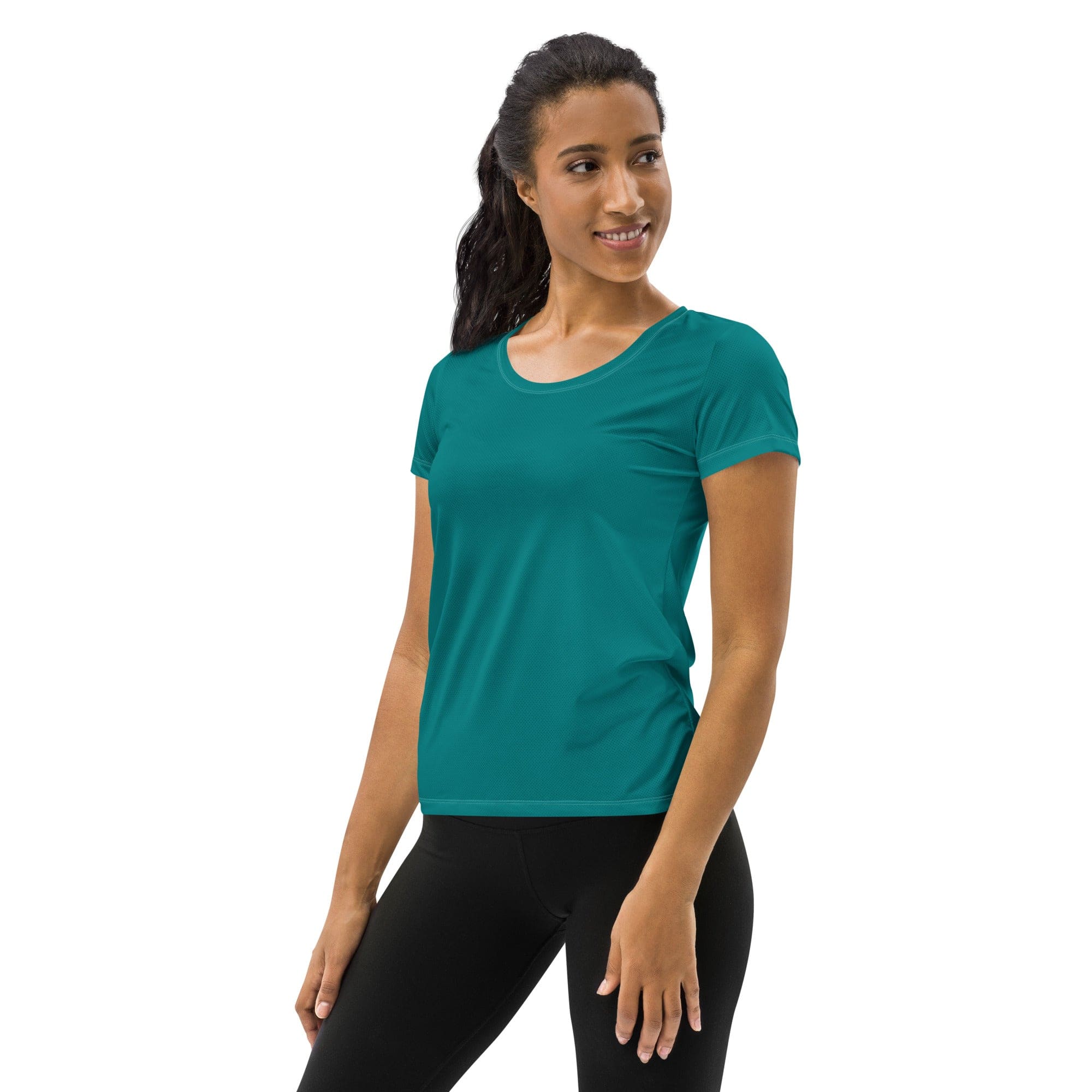 Womens Stretch Fit Athletic Sports T-shirt, Dark Teal Green-3