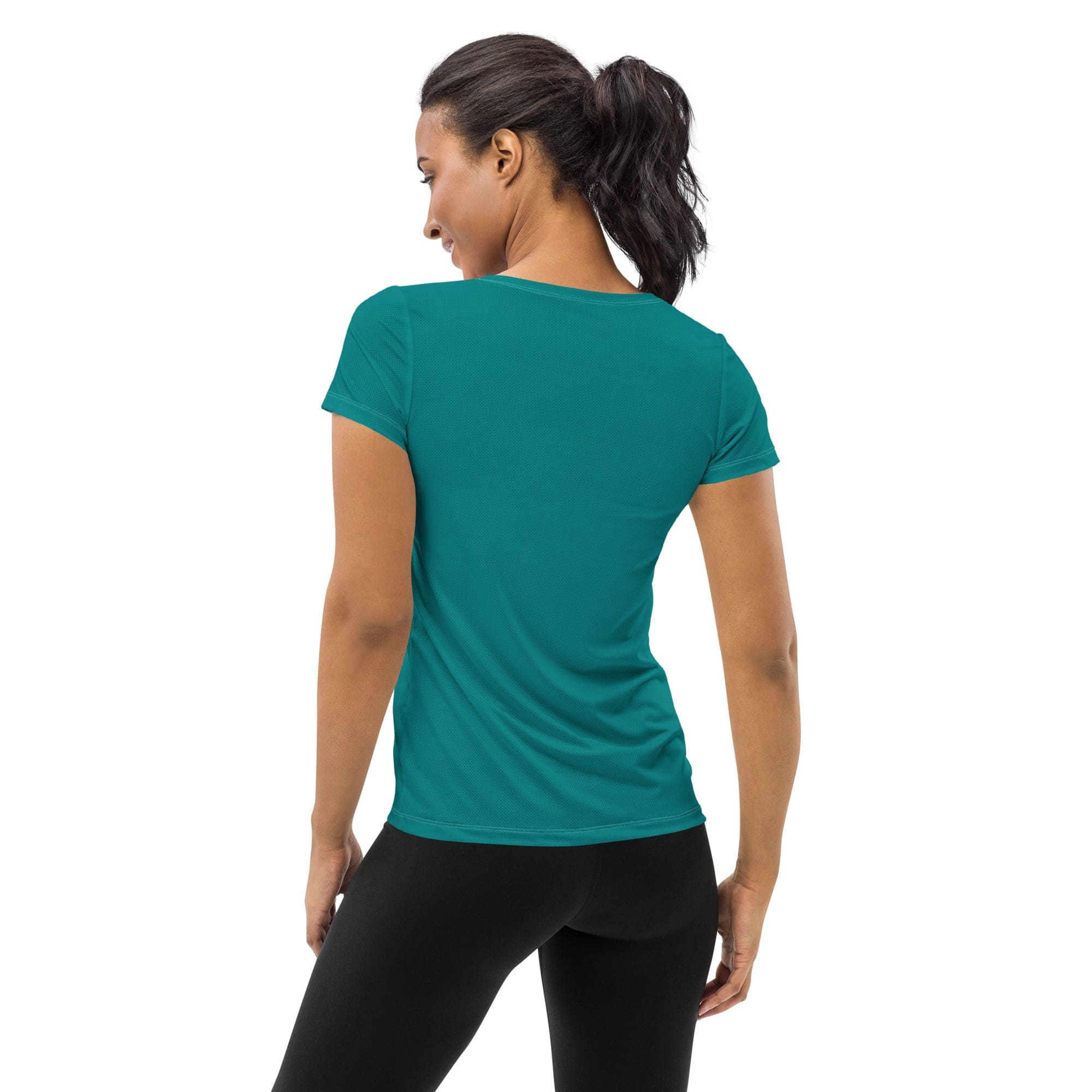 Womens Stretch Fit Athletic Sports T-shirt, Dark Teal Green-1