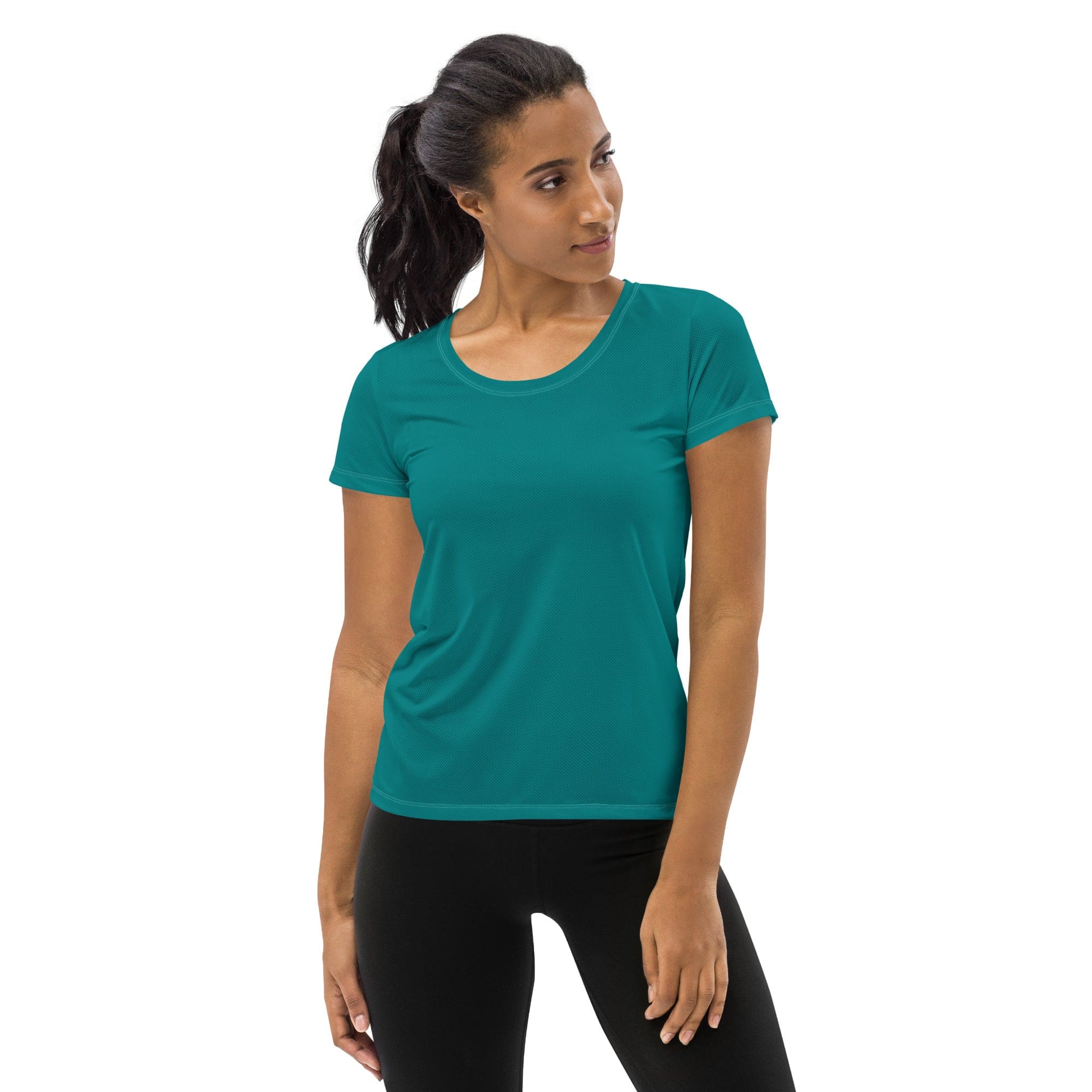 Womens Stretch Fit Athletic Sports T-shirt, Dark Teal Green-0