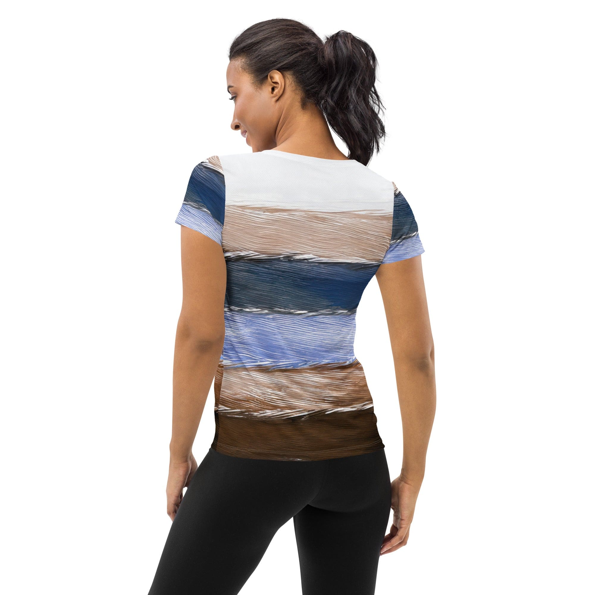 Womens Stretch Fit Athletic Sports T-shirt, Rustic Hues Pattern-1