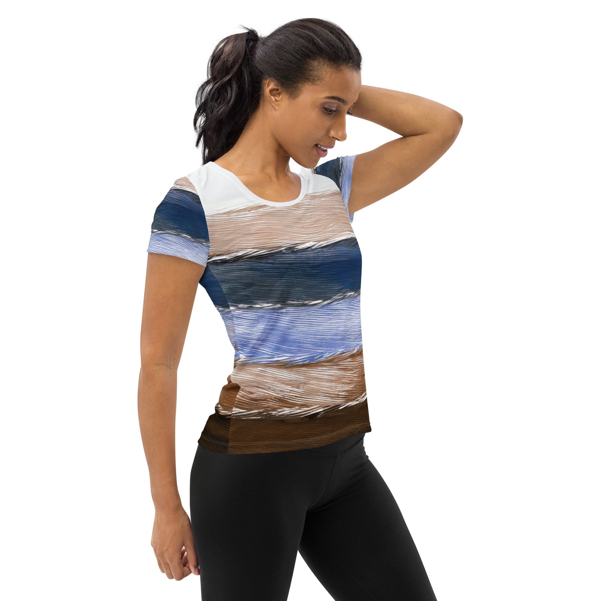 Womens Stretch Fit Athletic Sports T-shirt, Rustic Hues Pattern-2