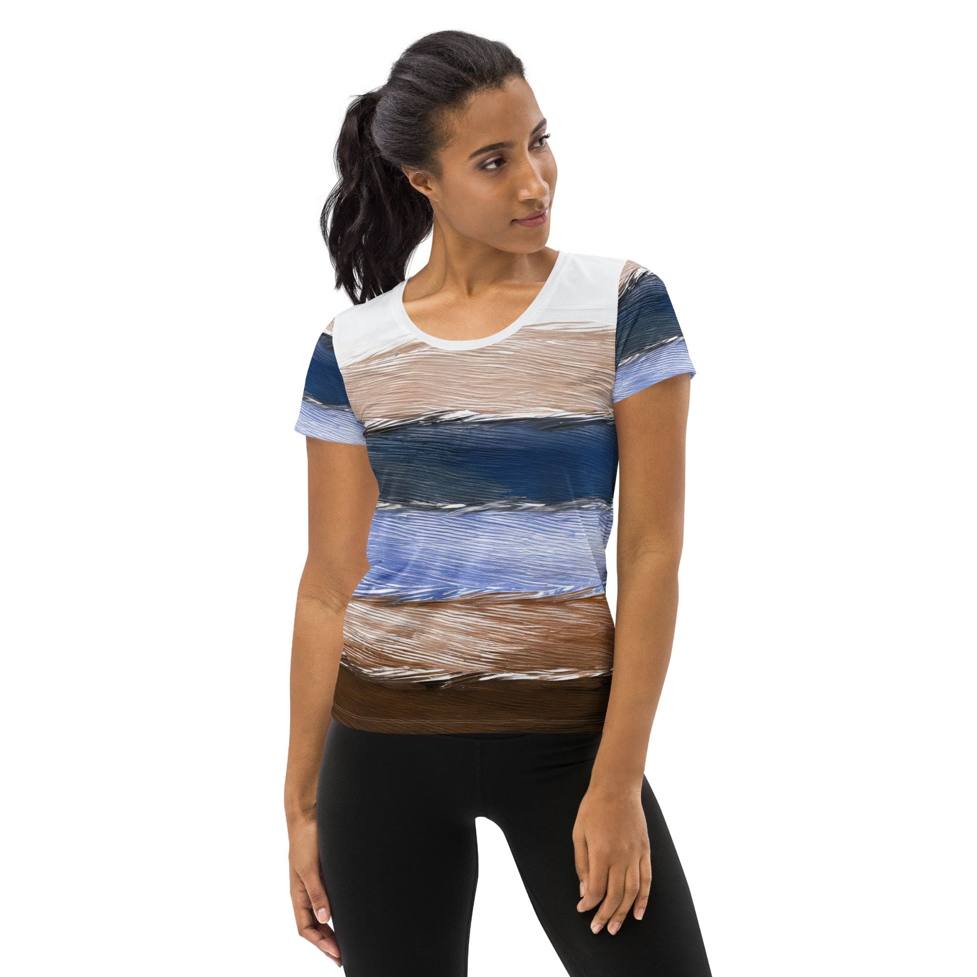 Womens Stretch Fit Athletic Sports T-shirt, Rustic Hues Pattern-0