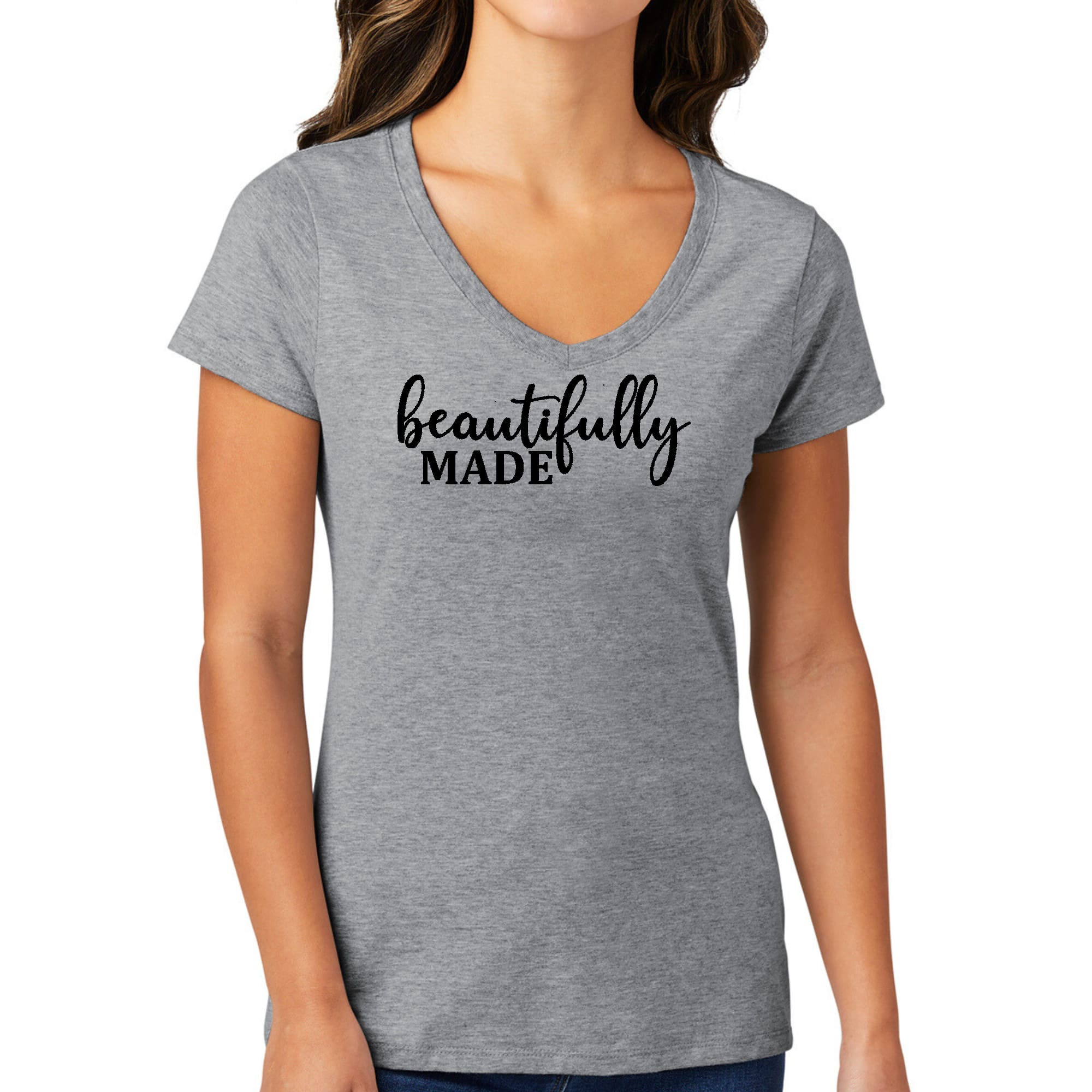 Womens V-neck Graphic T-shirt, Beautifully Made - Inspiration-1