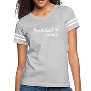 Womens Vintage Sport Graphic T-shirt, Awesome By Design White Print-2